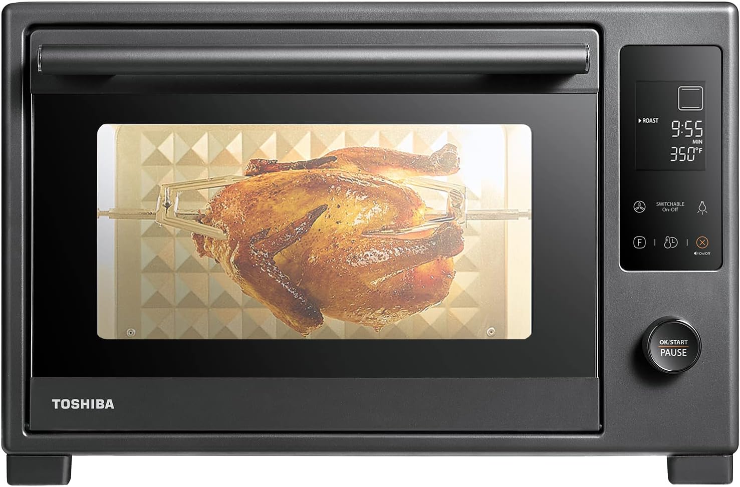 TOSHIBA EM131A5C-BS Countertop Microwave Ovens 1.2 Cu Ft, 12.4" & Hot Air Convection Toaster Oven, Extra Large 34QT/32L, 9-in-1 Cooking Functions
