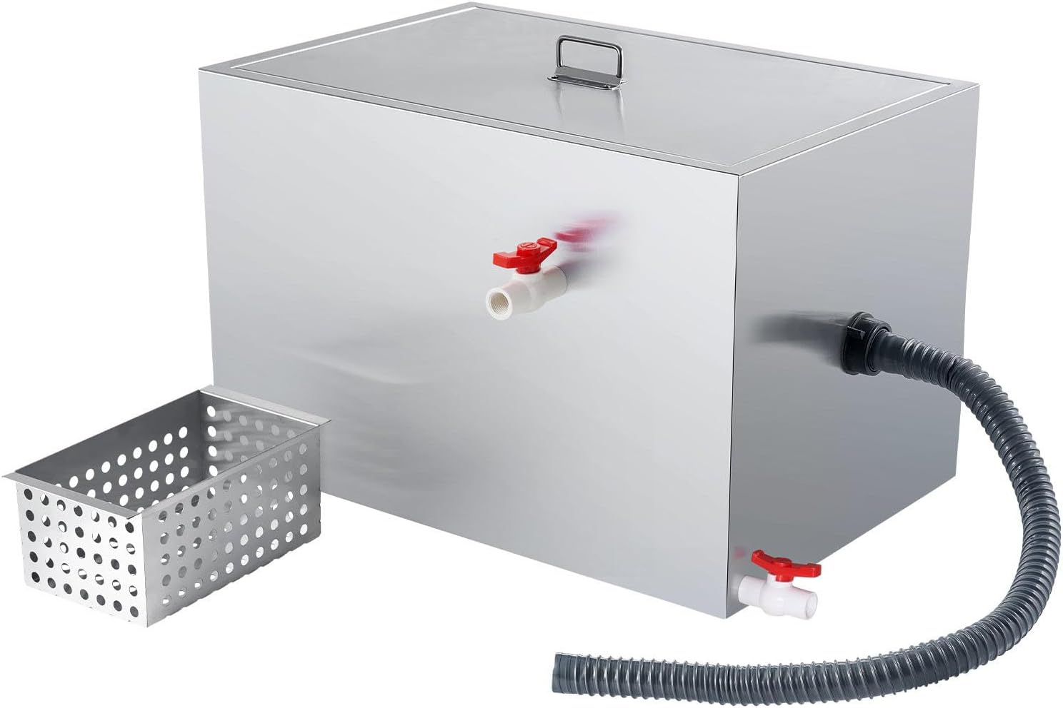 40LB Commercial Grease Interceptor Trap Stainless Steel Waste Water Filter - Kitchen Restaurant Grease Trap, 1XBV003263, None*None*None