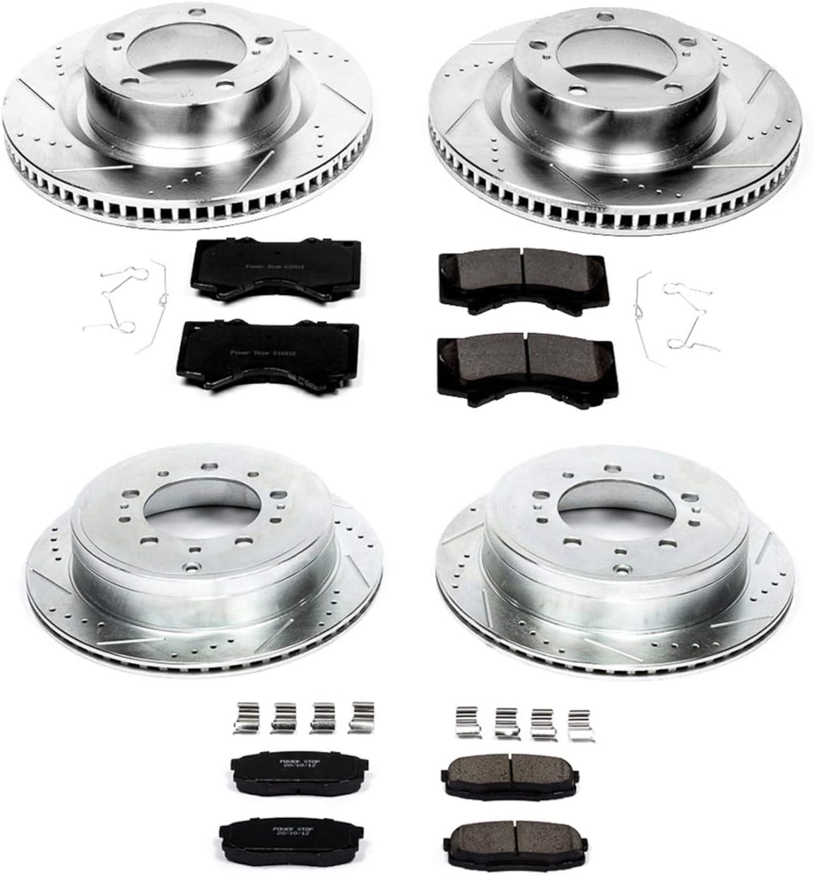 Power Stop K2813 Front and Rear Z23 Carbon Fiber Brake Pads with Drilled & Slotted Brake Rotors Kit