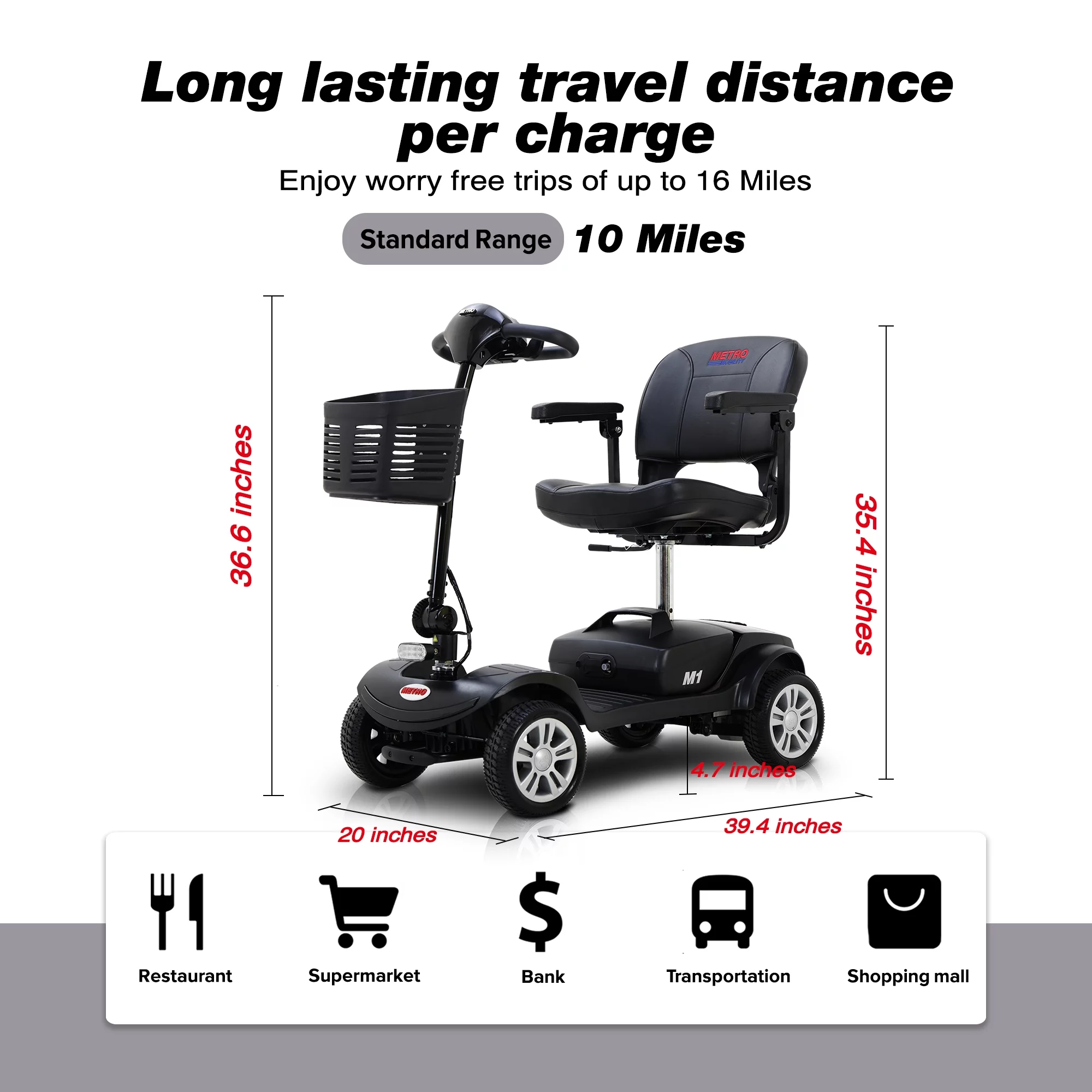 Travel Mobility Scooter, Heavy Duty Electric Scooters with 4 Anti-Tip Wheels, Compact Lightweight Mobility Scooters for Senior Adults Elderly, Foldable Mobility Scooter, Holds 300lbs, Purple