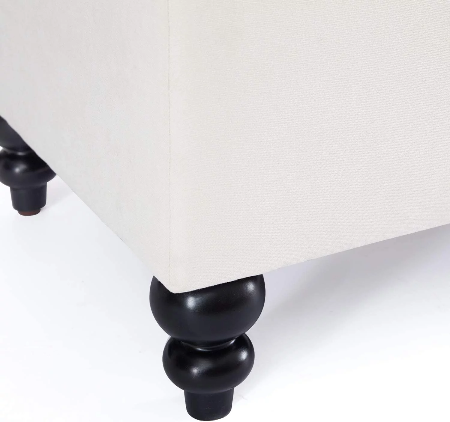 HUIMO 51" Ottoman with Storage, Large Storage Ottoman Bench with Button-Tufted, Bedroom Bench Safety Hinge Ottoman in Upholstered Fabrics, for Bedroom, Living Room,Cream