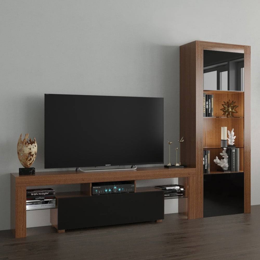 Milano Set 160-BK Modern Wall Unit Entertainment Center - Black