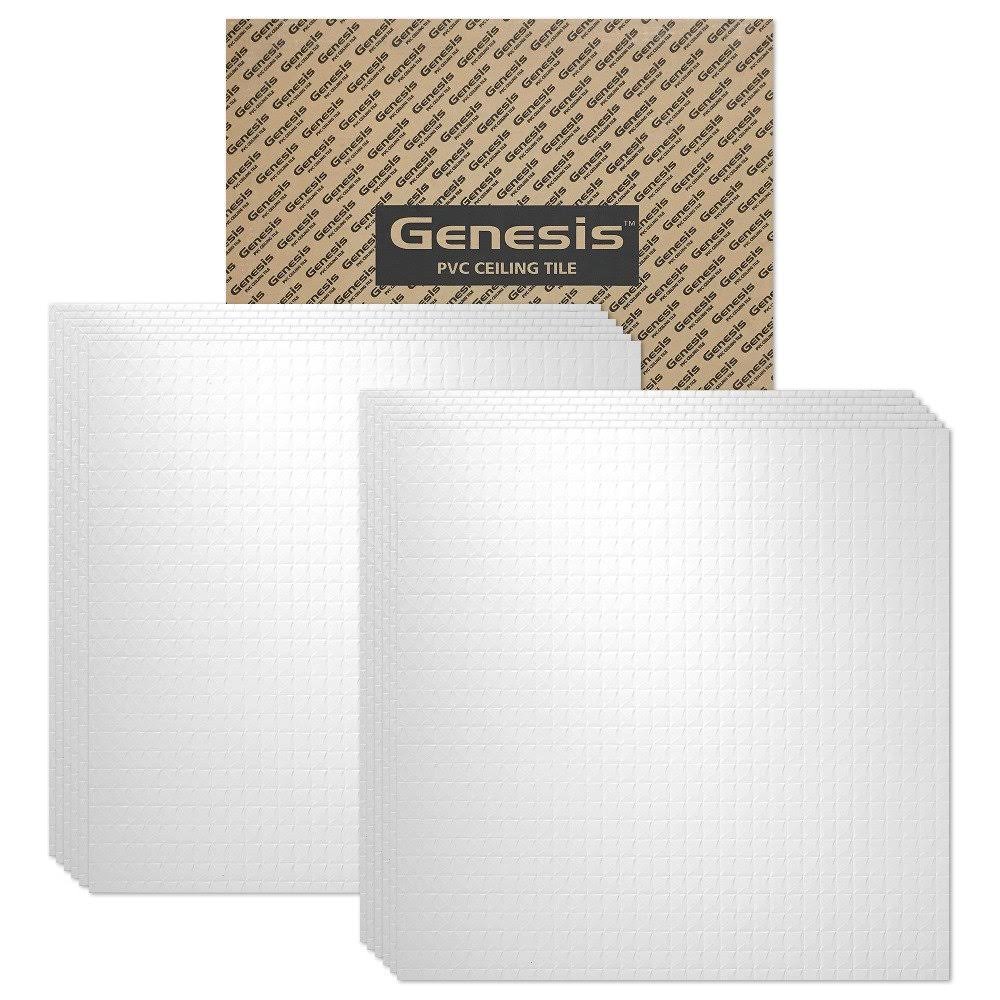 Genesis Easy Installation Classic Pro Lay-In White Ceiling Tile / Ceiling PANEL, Carton of 12 (2& x 2& Tile)
