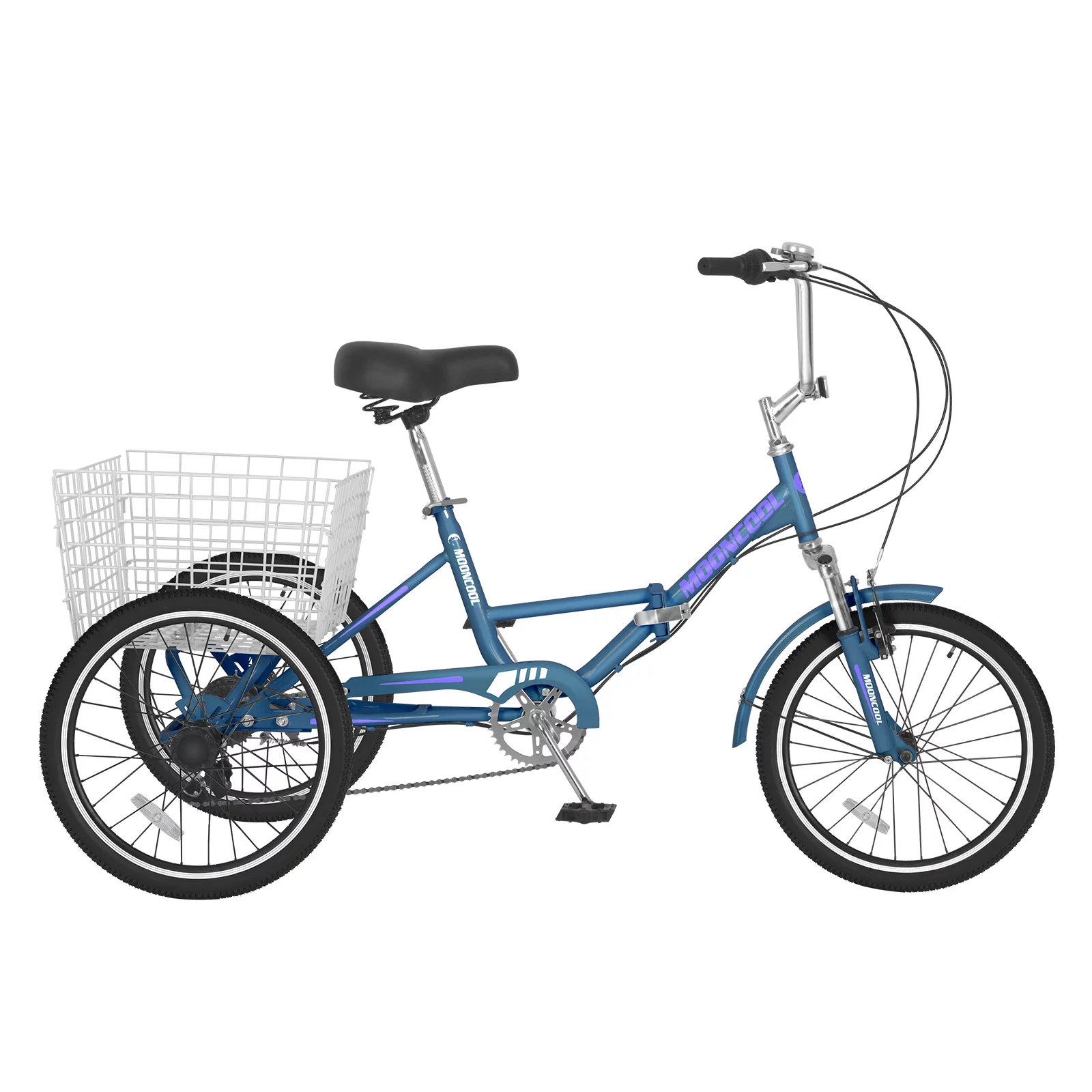Lilypelle 24" Adult Tricycle Folding Tricycle 3 Wheel Bikes 7 Speed Trikes with Shopping Basket for Seniors Adult,Green