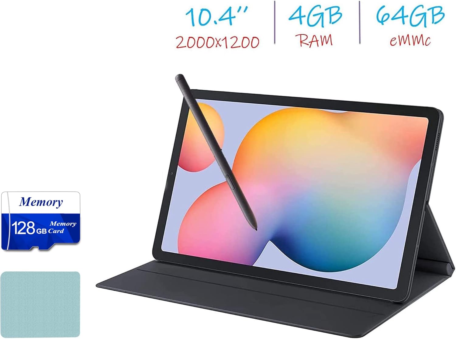 SAMSUNG Galaxy Tab S6 Lite 10.4'' (2000x1200) WiFi Tablet Bundle, 4GB RAM, 64GB Storage, Bluetooth, Android 10, S Pen, Tablet Cover + Accessories