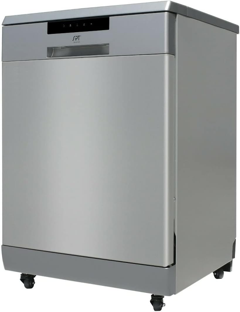 SPT SD-6513SS 24″ Wide Portable Stainless Steel Dishwasher with ENERGY STAR, 6 Wash Programs, 10 Place Settings and Stainless Steel Tub