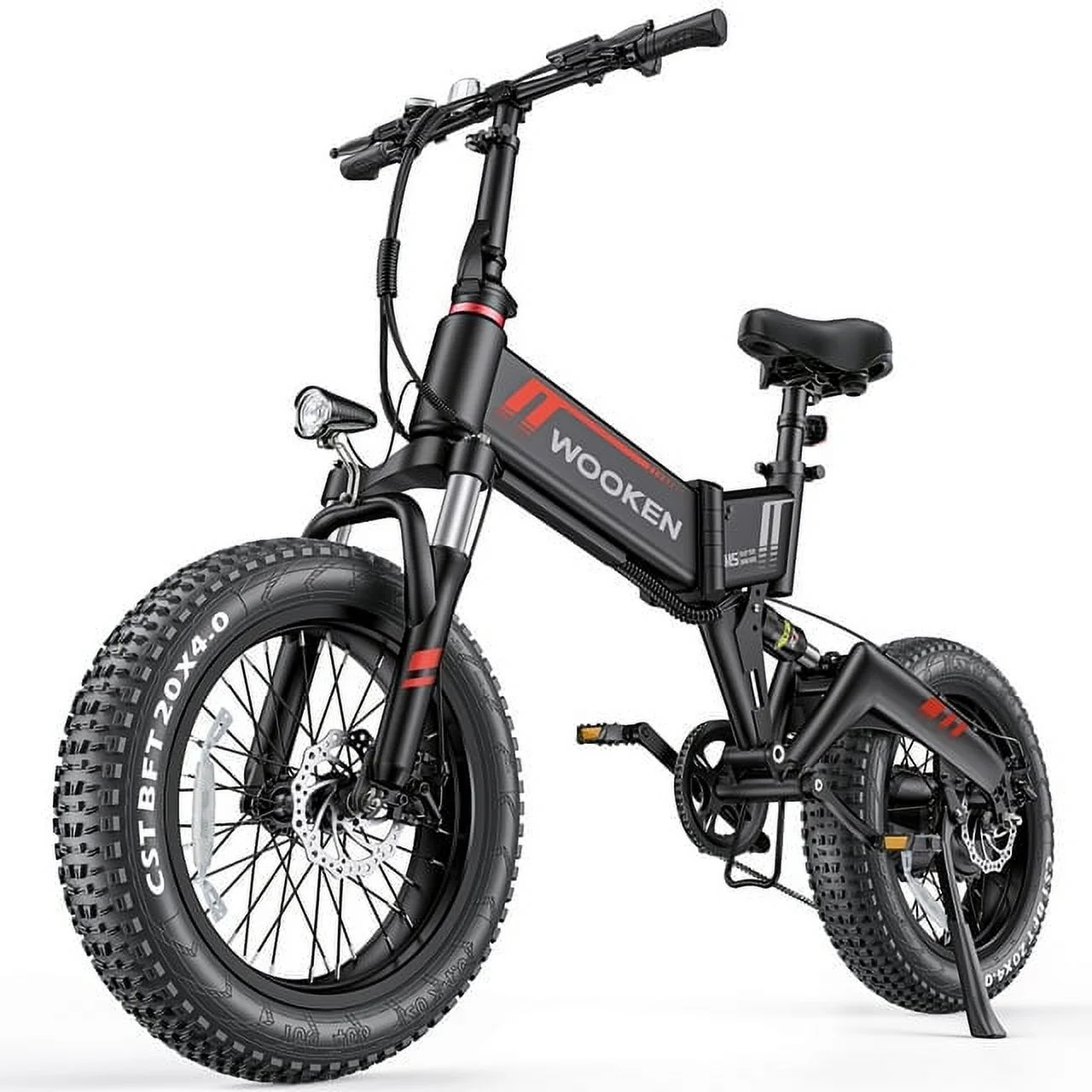 Wooken Electric Bike, 20''X4.0 Fat Tire Electric Bike for Adults, 500W 20MPH Foldable Electric Bicycle with 48V 10Ah Built-in Battery, Shimano 7 Speed Wheels Electric Bike, Dual Shock Absorber