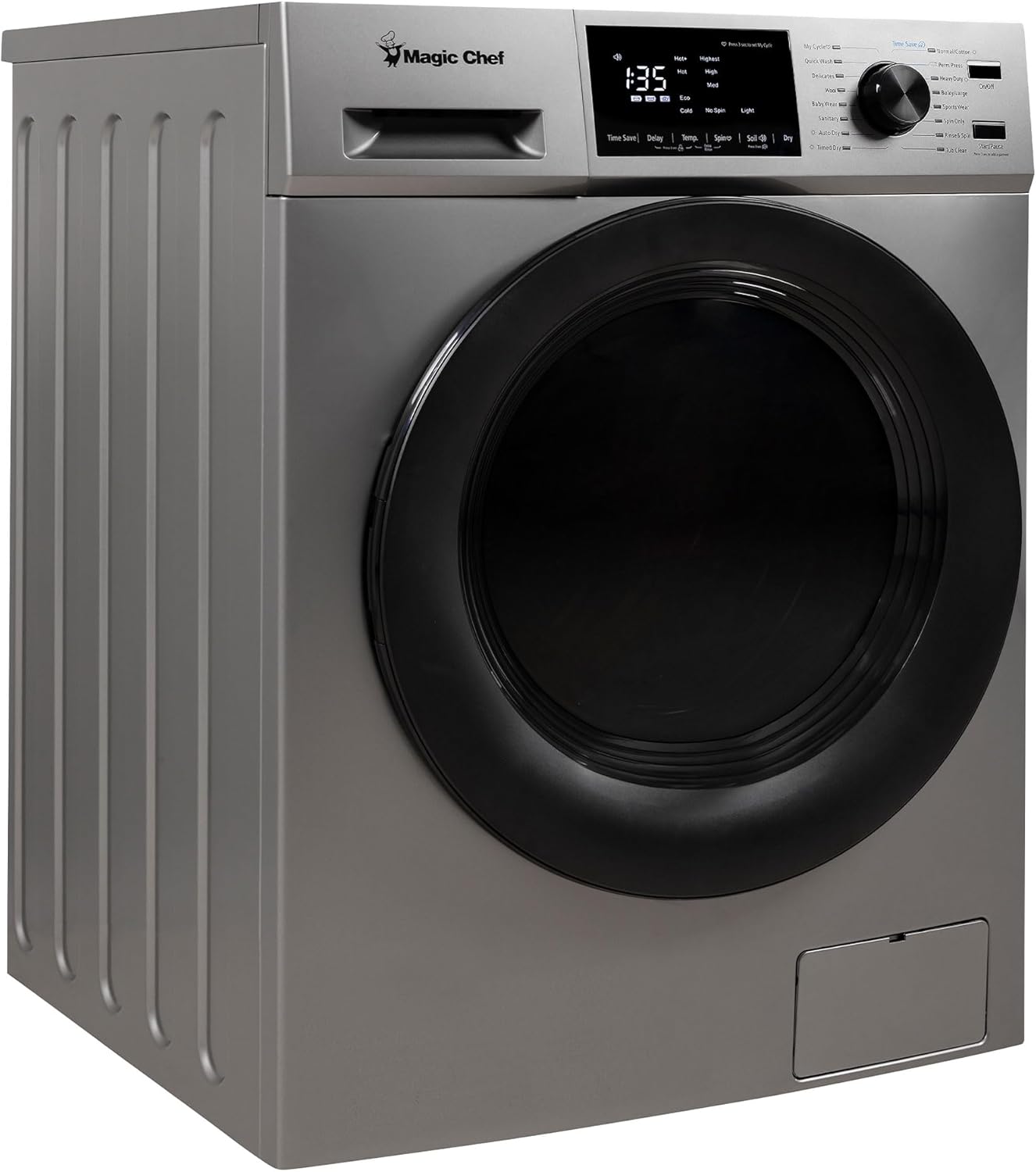 Magic Chef Front-Load Washer and Dryer Combination, Space-Saving Clothes Dryer and Washing Machine, 2.7 Cubic Feet, Silver