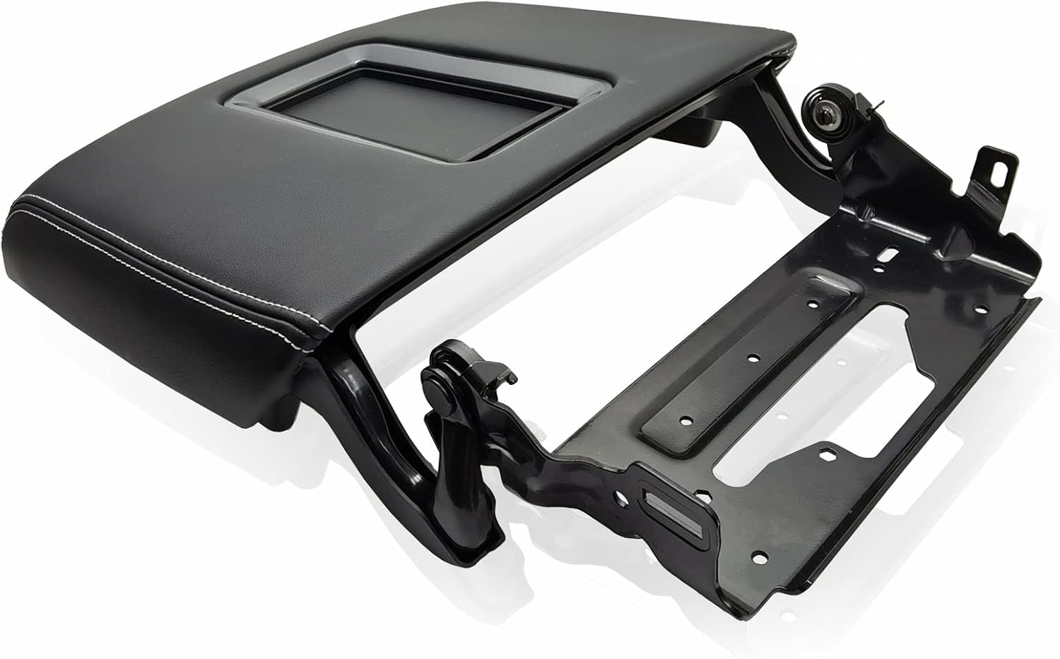 WHYQL Center Console Armrest Lid W/Steel Bracket Compatible with Chevy Silverado & GMC Sierra 1500 2500 3500 2014-2018 Thone Yukon Suburban 2015-2020 Black Leather