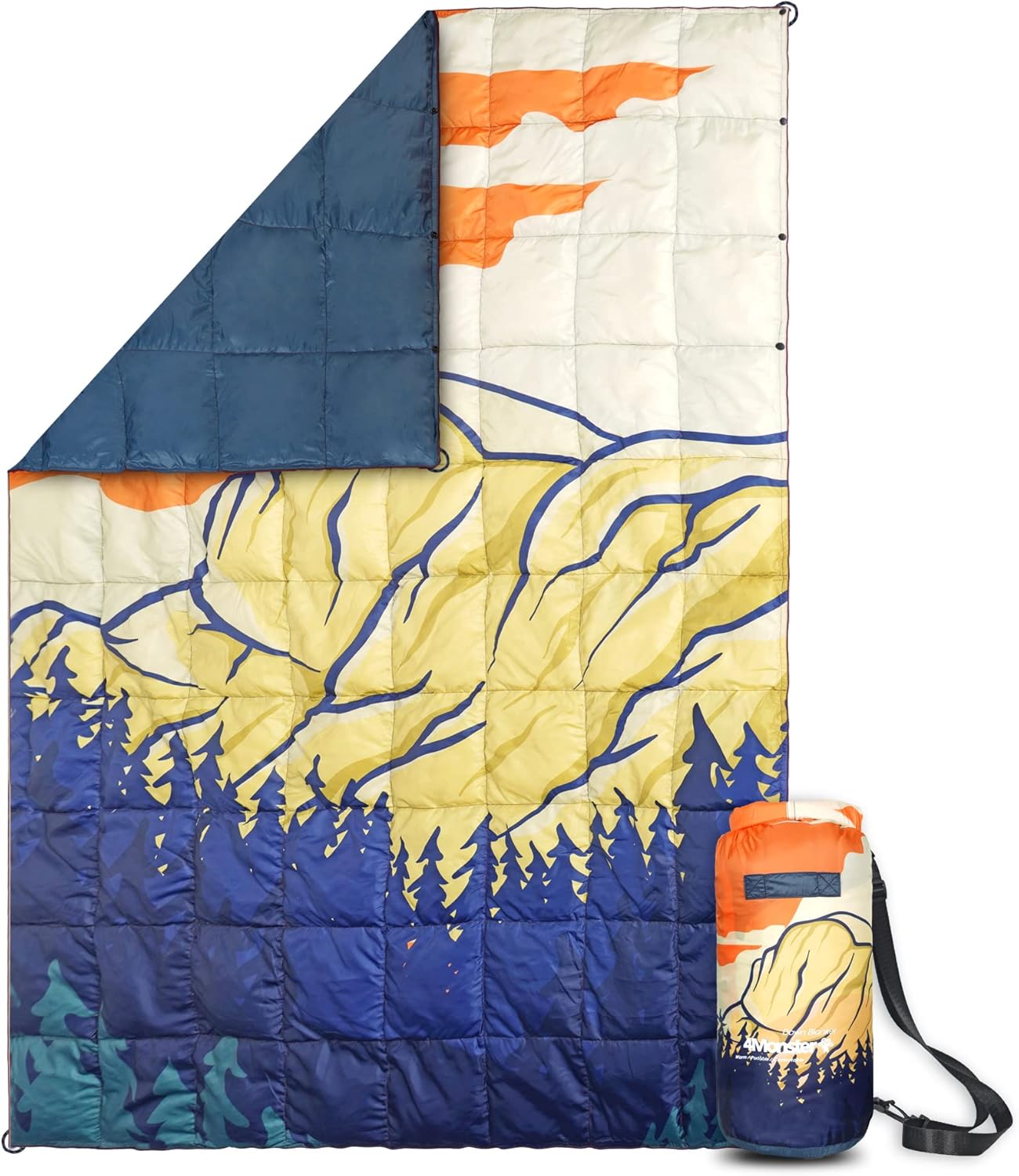4Monster Outdoor Down Blankets Camping Blanket 650 Fill Travel Down Quilt Compact Waterproof for Picnics, Beach Trips, Camping and Backpacking