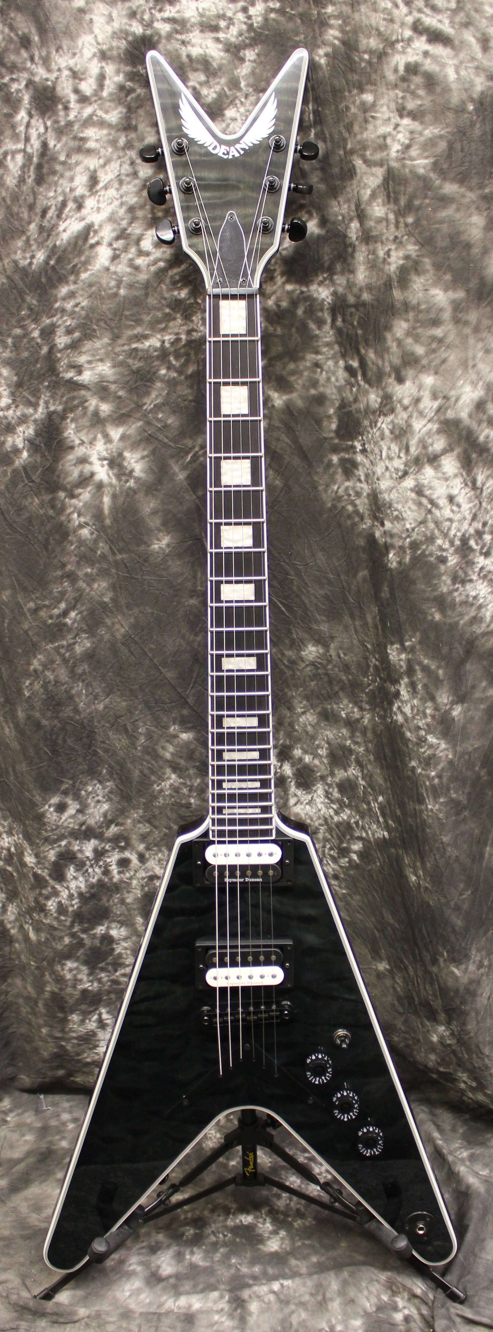 Dean V Select Quilt Top Electric Guitar Trans Black