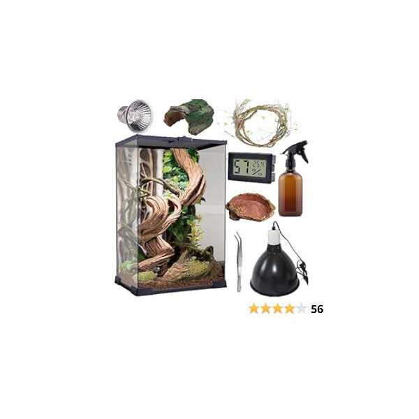SARUFO Reptile Terrarium 8 * 8 * 12 Amphibian Vertical Habitat Tank Starter Kit