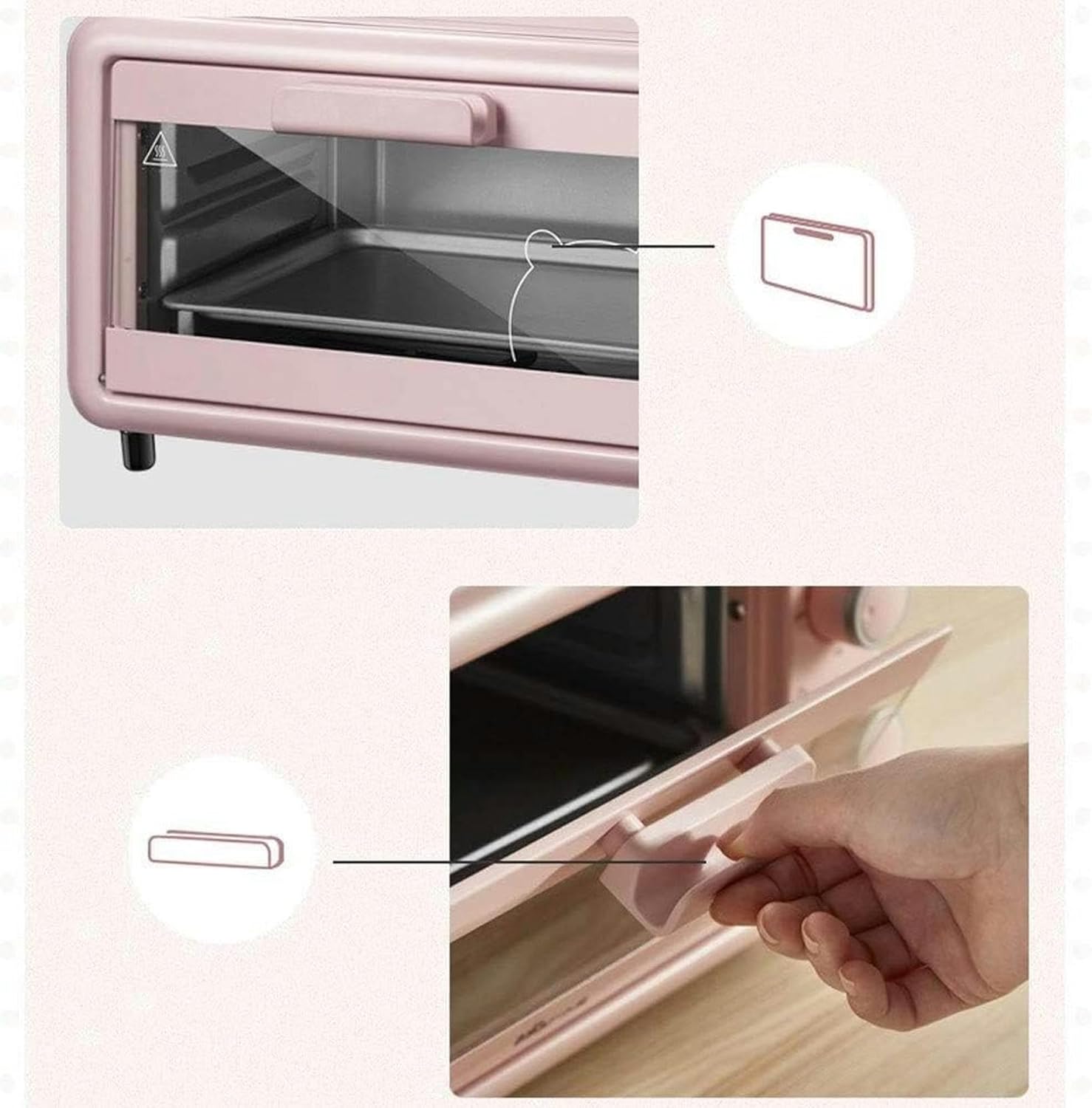 MINI ELECTRIC OVEN - Pink Expansion 11l2 Layers Small Small Galvanized Leaf Multifunction Leaf, 38.1x28.8x20.9cm Toaster
