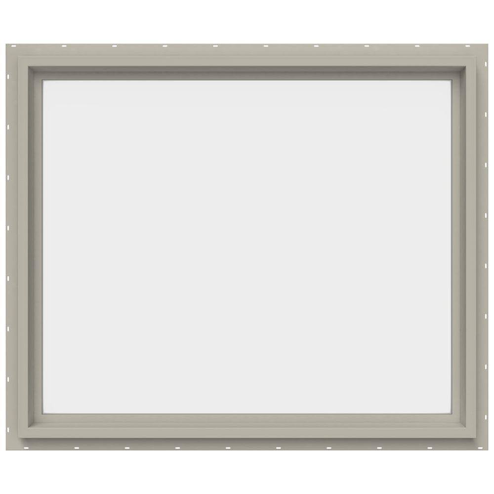 JELD-WEN 35.5 in. x 29.5 in. V-4500 Series Desert Sand Vinyl Picture Window w/ Low-E 366 Glass