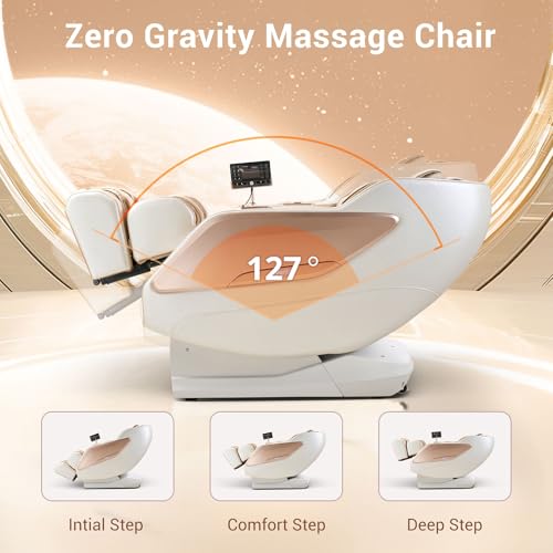 MYNTA 2025 Massage Chair Full Body, Zero Gravity SL Track Full Body Massage Recliner Chairs with Calf Heating, Thai Strectch, M1820 Brown