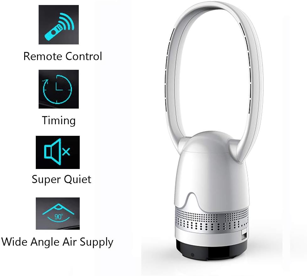 8 Speeds Timing Desktop Tower Fan,Quiet Home Mute Fan,Remote Control Safety Bladeless Fan,Negative Ions Air Cleaner Air Cooler A 32inch