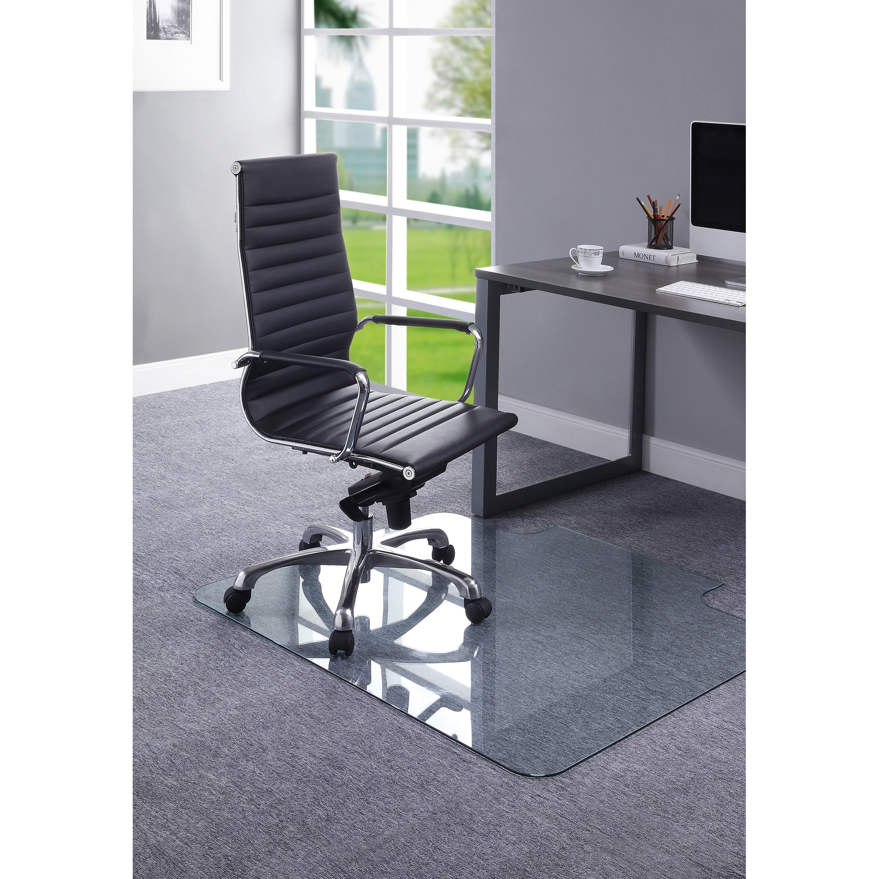 Lorell, Glass Chairmat with Lip, 1 Each, Clear