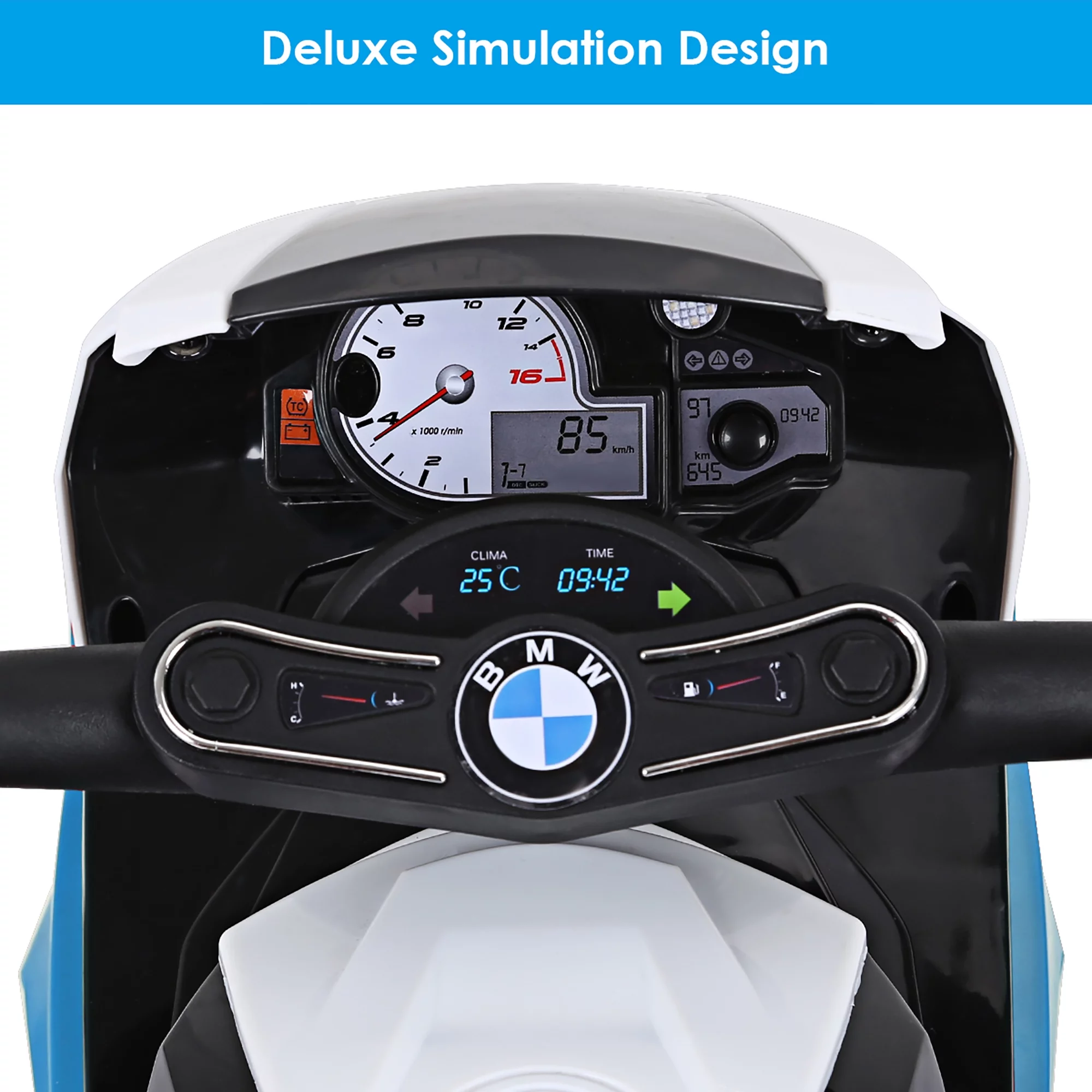 Costway Kids Ride On Motorcycle BMW Licensed 6V Electric 3 Wheels Bicycle with Music & Light (Suitable for 18-36 Months Age)