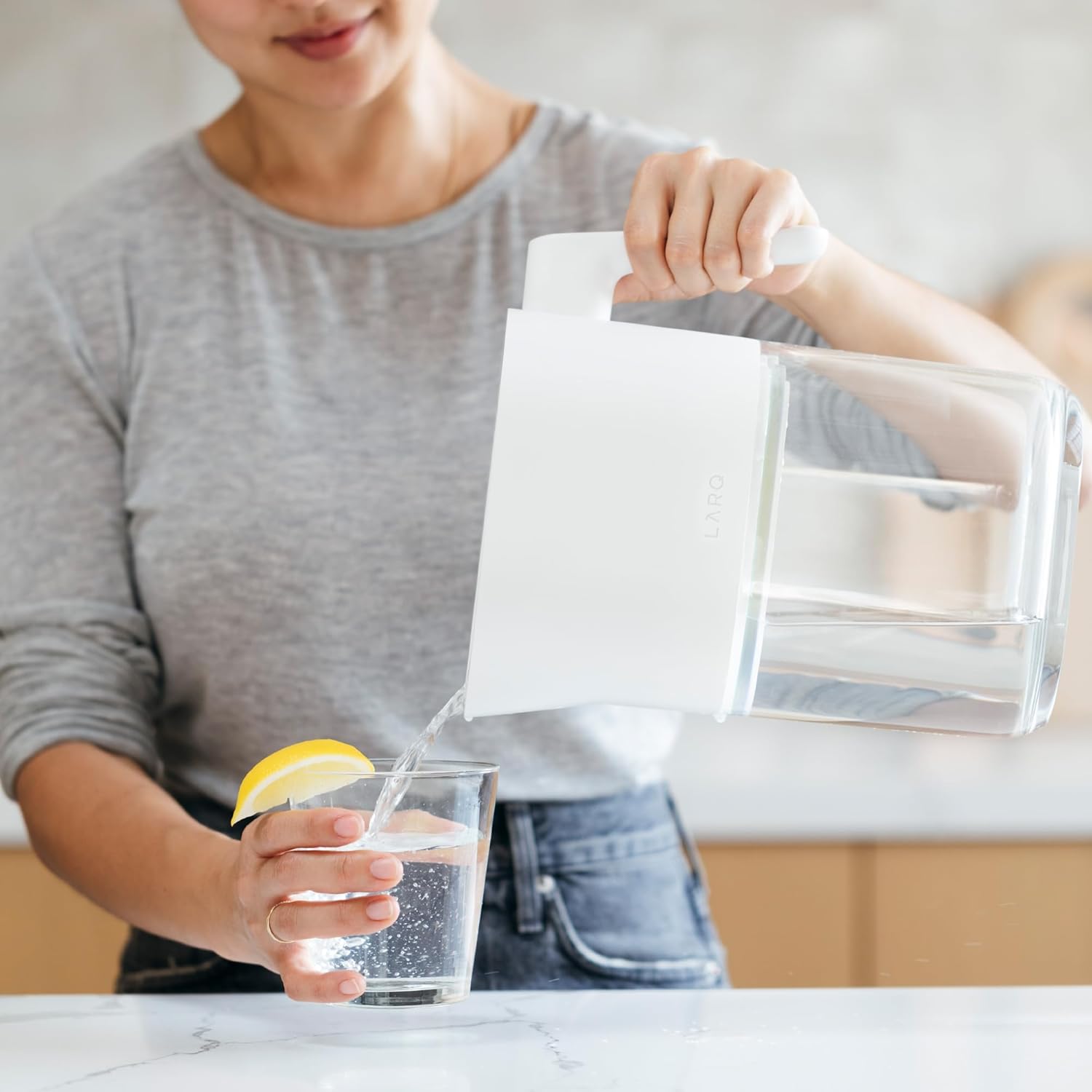 LARQ Hydrated AF Set - 8-Cup Water Filter Pitcher, Pure White + 4 Advanced Filters