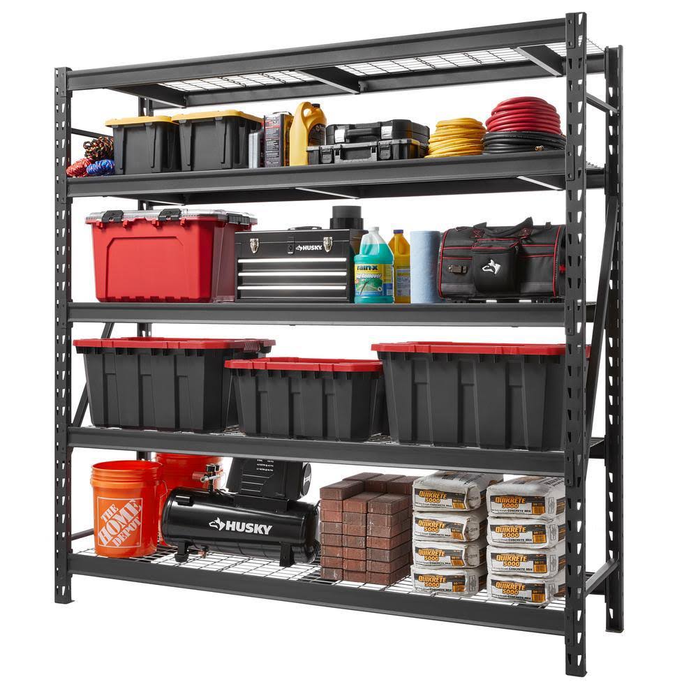 Husky Black 5-Tier Heavy Duty Industrial Welded Steel Garage Shelving Unit (90 in. W x 90 in. H x 24 in. D) - Avayadevconnect