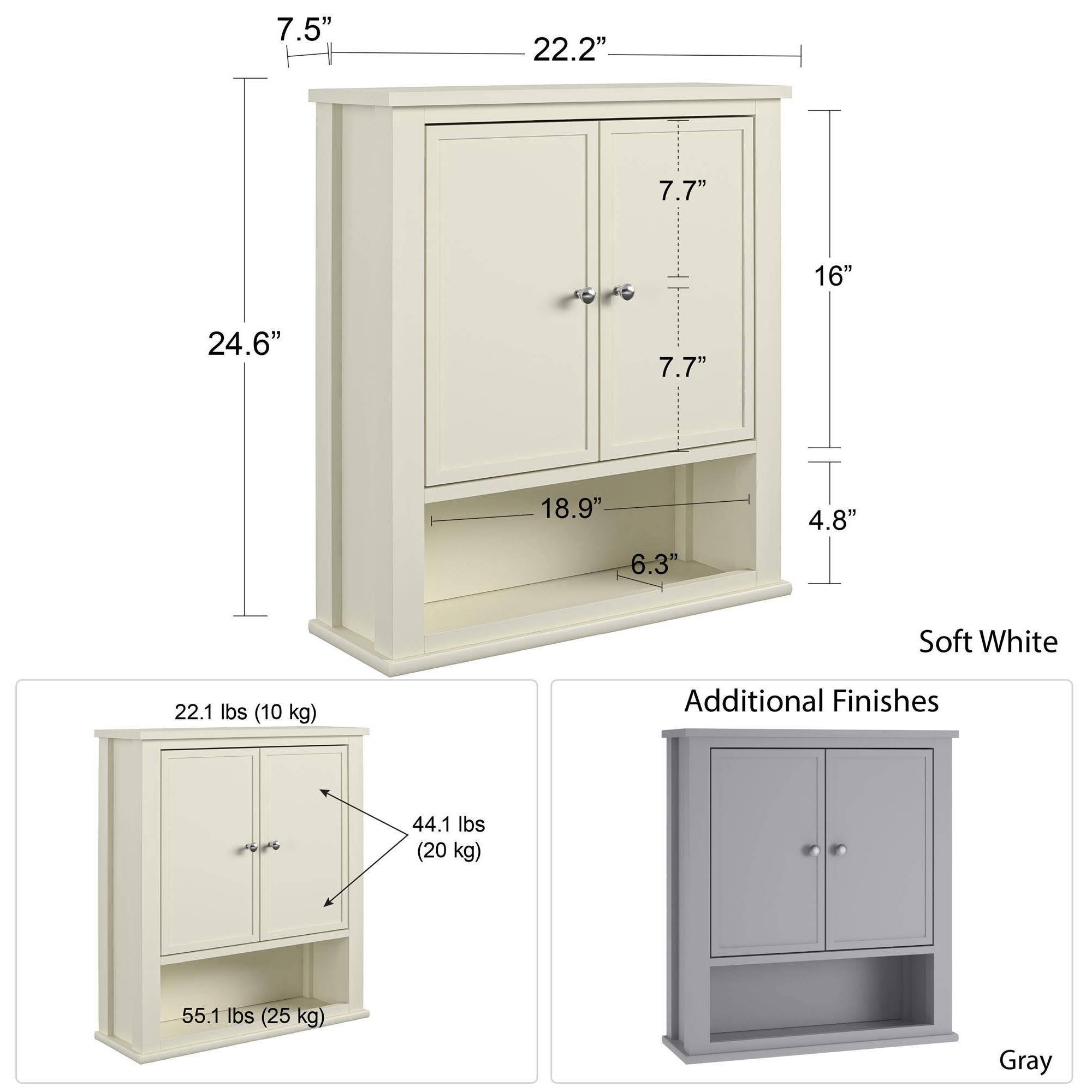 Ameriwood Franklin Wall Cabinet Soft White 80138316