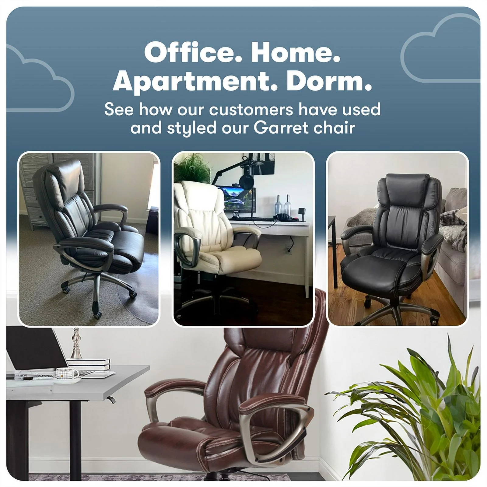 Serta Garret Executive Office Chair Cognac Bonded Leather