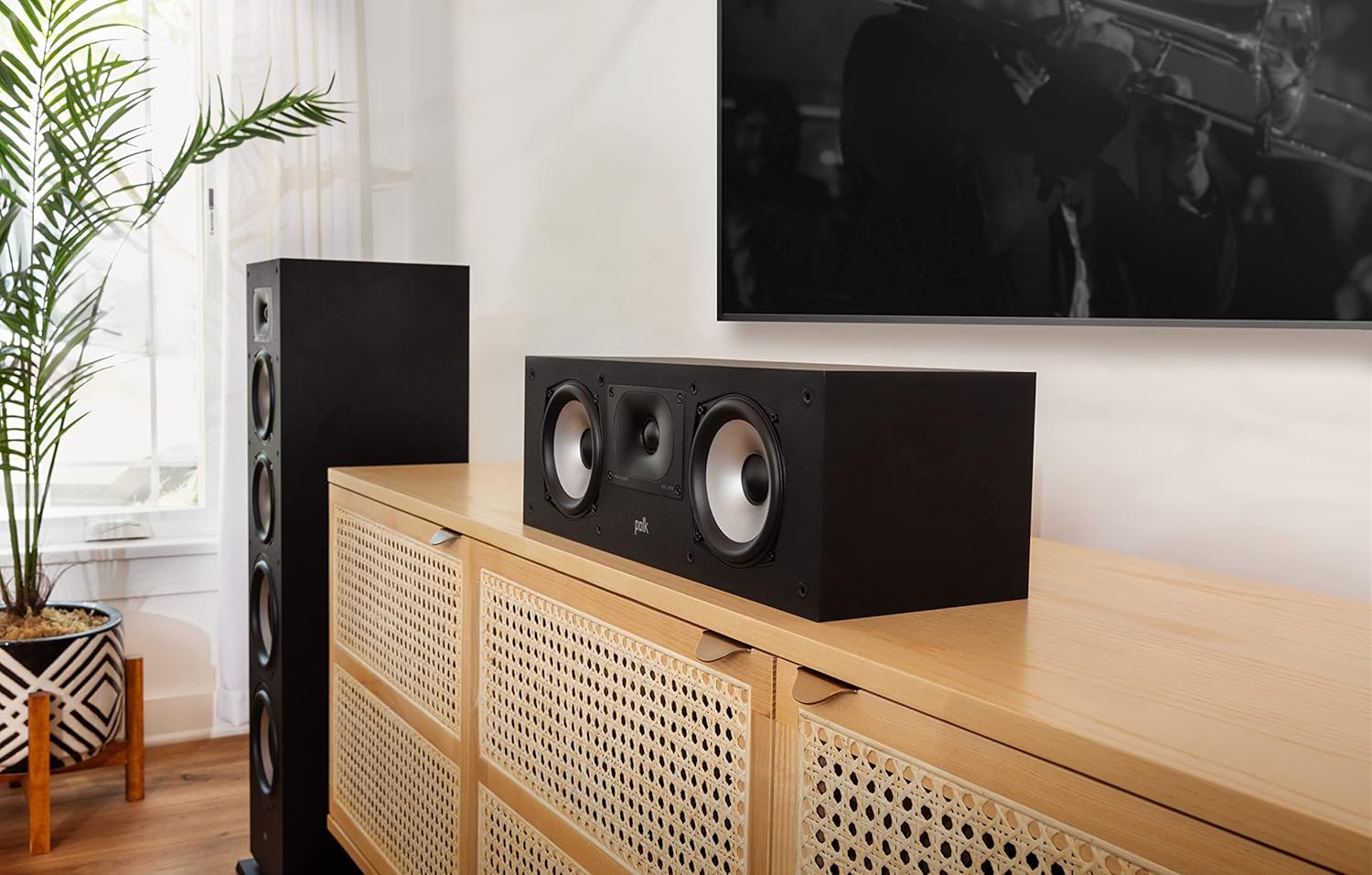 Polk Monitor XT30 Compact Center Channel Speaker - Hi-Res Audio Certified, Dolby Atmos & DTS:X Compatible, 1" Terylene Tweeter & Dual 5.25" Dynamically Balanced Woofer, Midnight Black