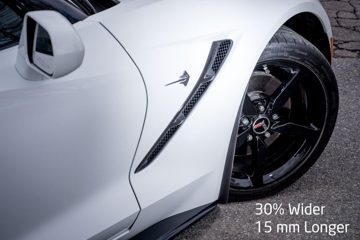 ACS Composite Enhanced Splash Guard in Carbon Flash for C7 Corvette Stingray Grand Sport & Z06. High durability and rigidity for ultimate rock chip protection (ACS Composite Front + GM Rear (4 total))