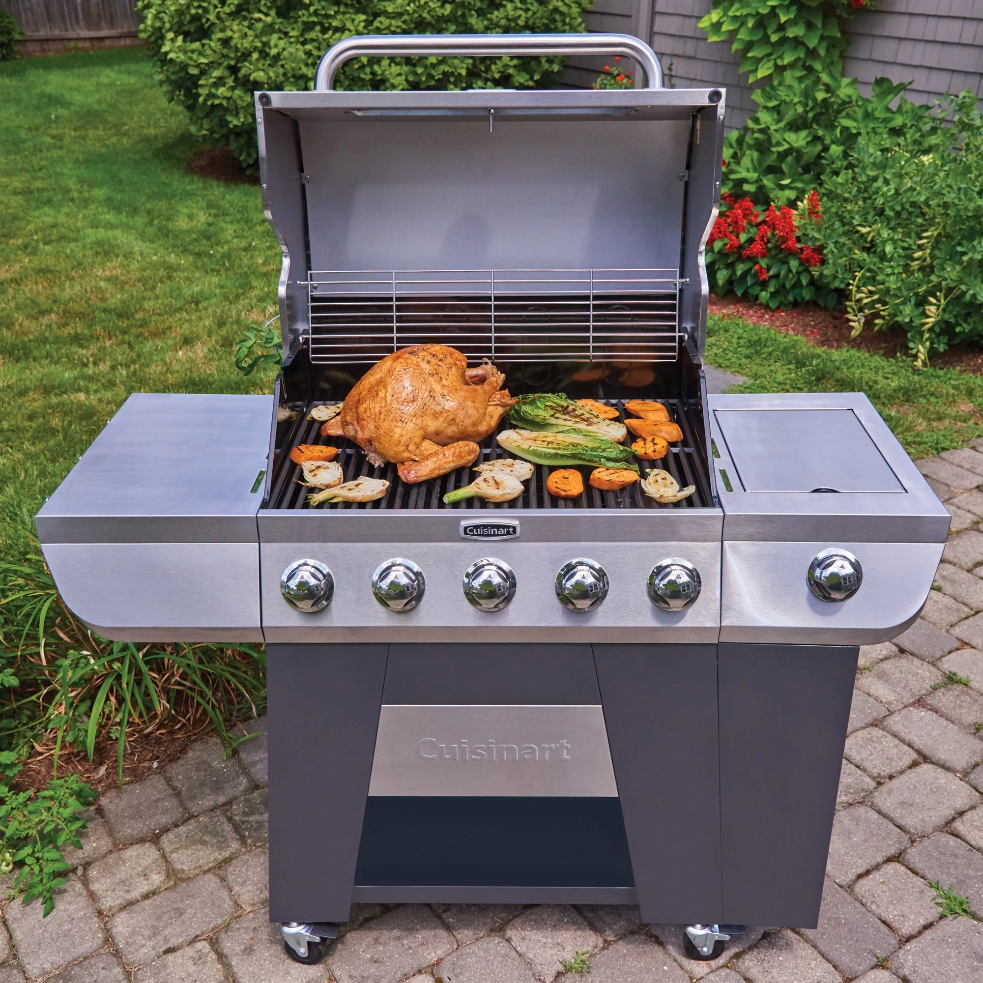 Cuisinart 3-In-1 Stainless Five-Burner Propane Gas Grill with Side Burner