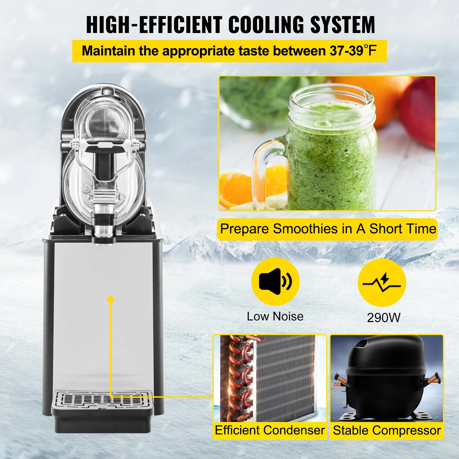 BENTISM Slushy Machine, Daiquiri Machine Commercial 3L Frozen Drink Slush Machine, Black