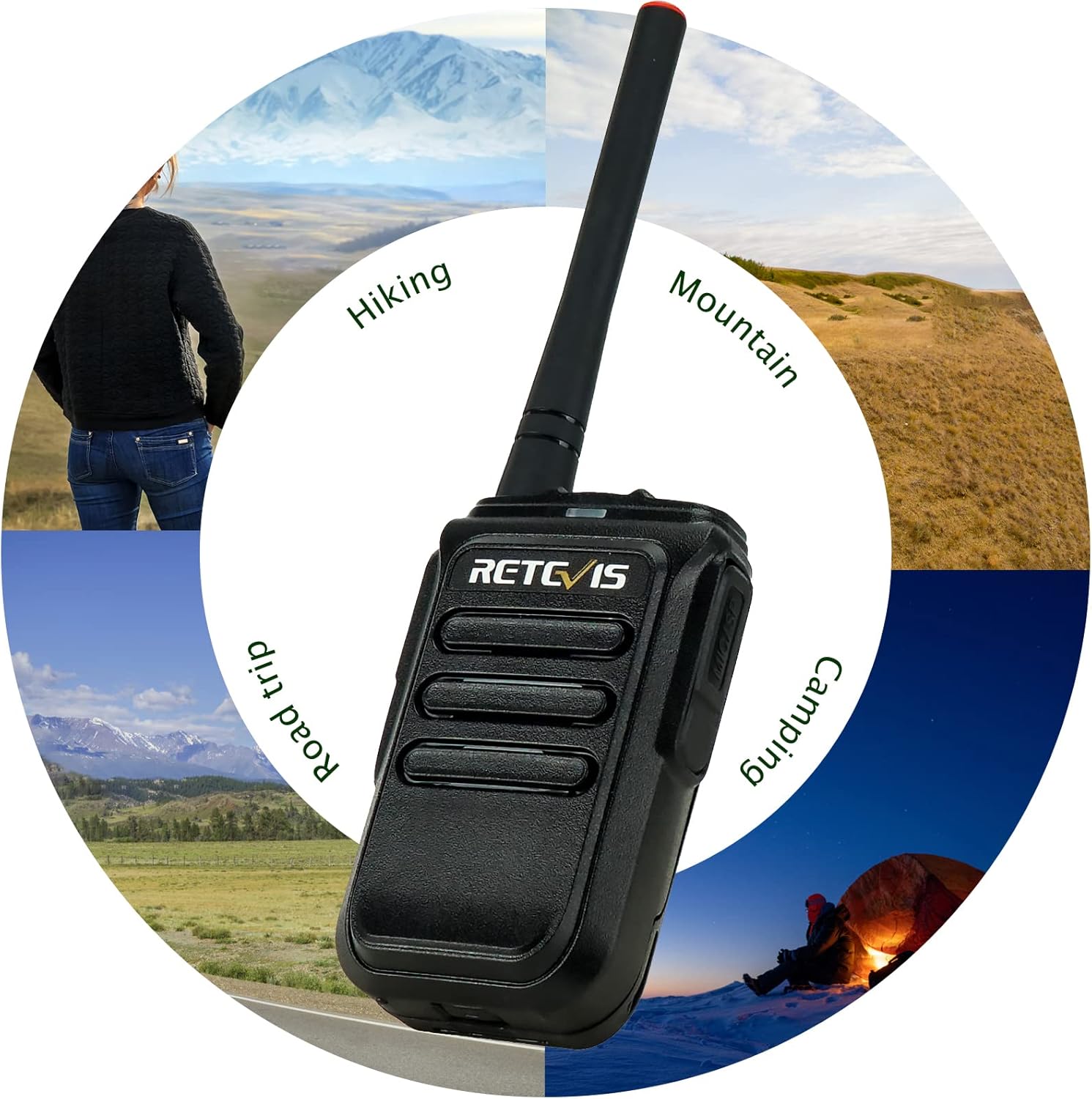 Retevis RB38V Walkie Talkies Rechargeable, MURS Radio with Mic, Long Range Two Way Radio,NOAA,1500mAh Battery, for Adults Hunting Mountains Camping(2 Pack) Pack of 2