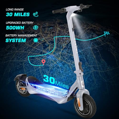 Caroma Electric Scooter Adults, 850W Motor, Max 36 Mph & 30-37 Miles Long Range, 10 Inch Run-Flat Tires, Folding E-Scooter with Dual Motor and Dual Brakes, Smart Control