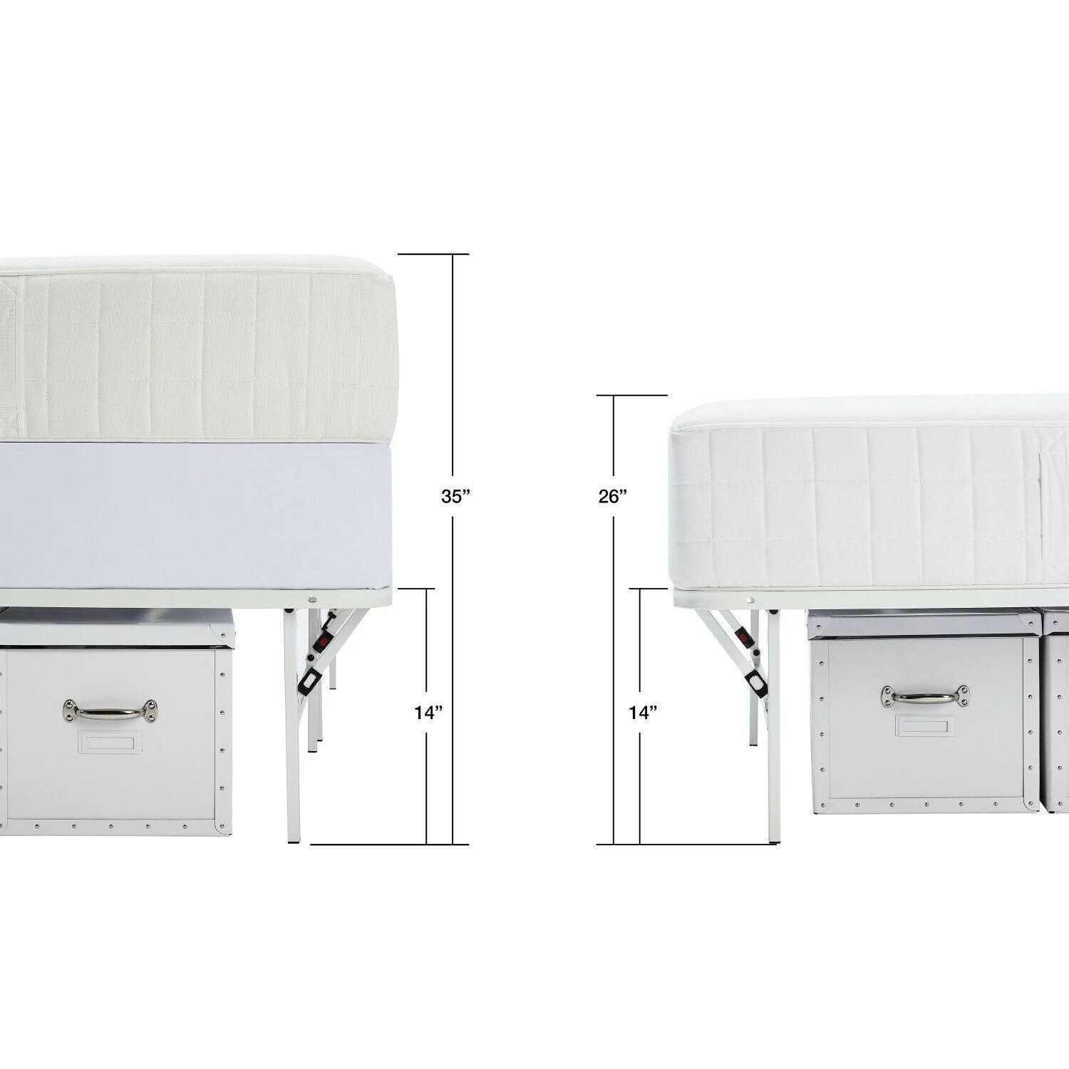 Mainstays 14 inch High Profile Foldable White Steel Bed Frame, King, Size: 14 inch Height