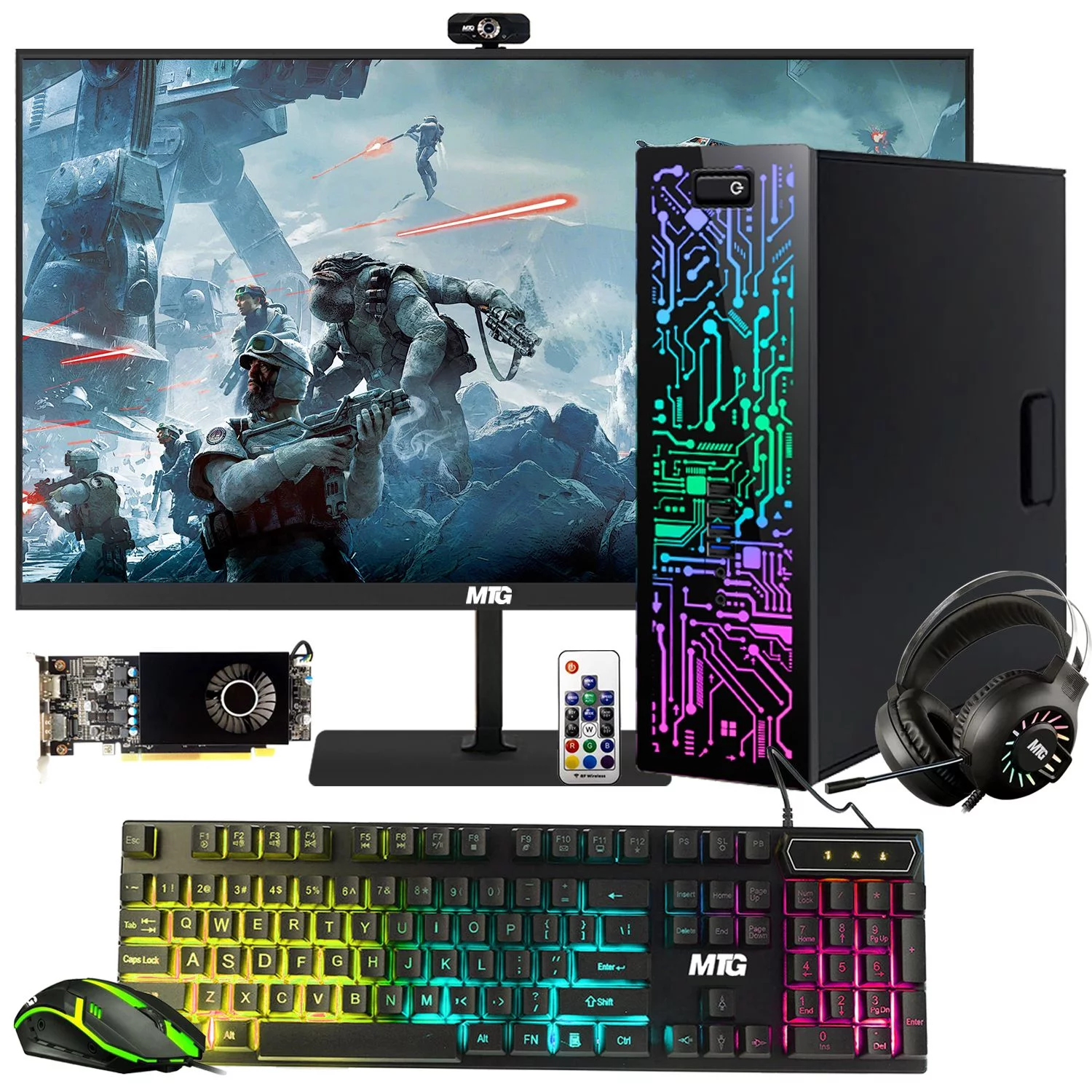 Restored Gaming Desktop PC, Intel Core i7 6th Gen, TechMagnet Zeus, AMD AMD RX 550, 16GB RAM, 1TB SSD, New 27 inch Monitor, RGB Keyboard Mouse, RGB Headphone, Webcam, Win 10 Pro (Refurbished) - Curated Treasures Market