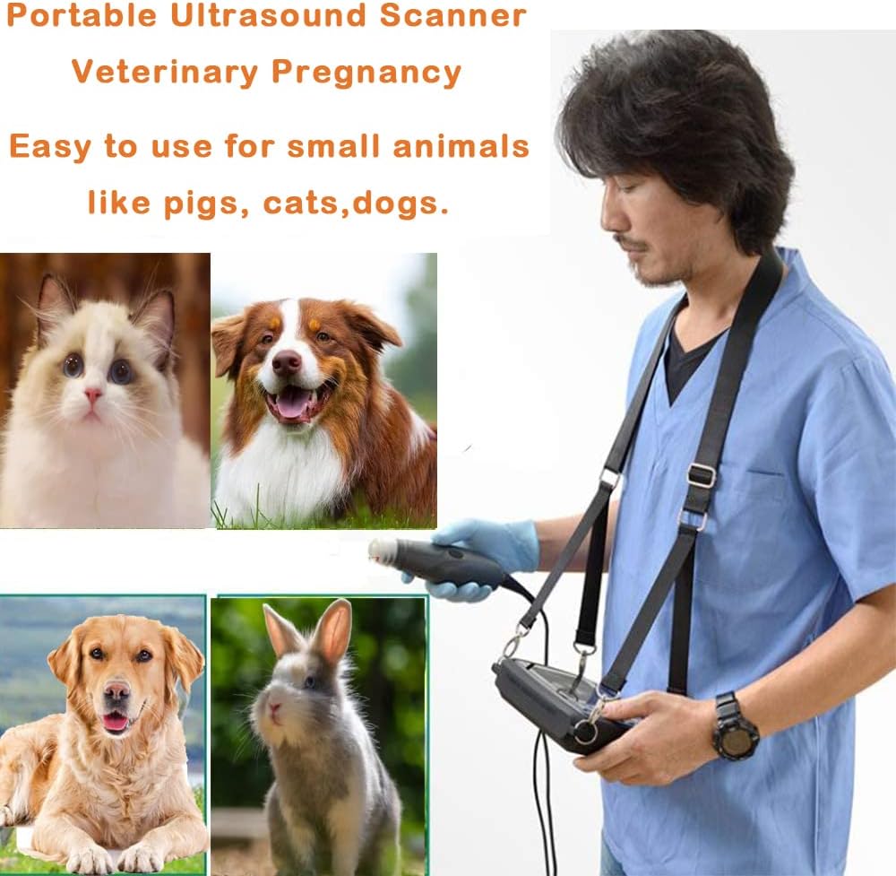 Carejoy Veterinary Ultrasound Machine for Pregnancy Handheld Portable Veterinary Machine Scanner with Rechargeable Battery and 3.5MHz Mechanical Sector Probe for Puppies,Cat,Pig Small Animals