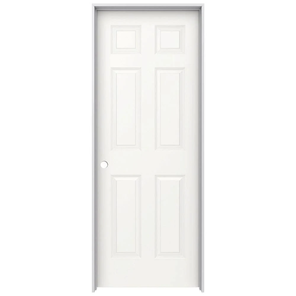 JELD-WEN 28 in. x 80 in. Colonist White Painted Right-Hand Smooth Molded Composite MDF Single Prehung Interior Door