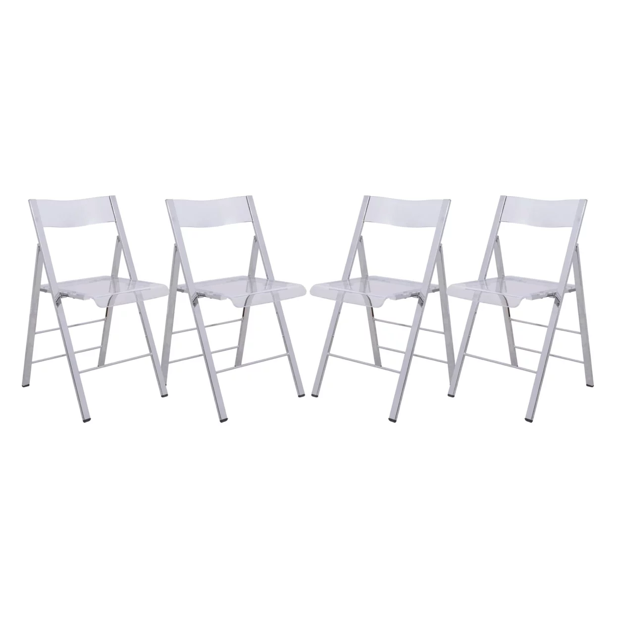 Menno Modern Acrylic Folding Chair, Set of 4 - Clear