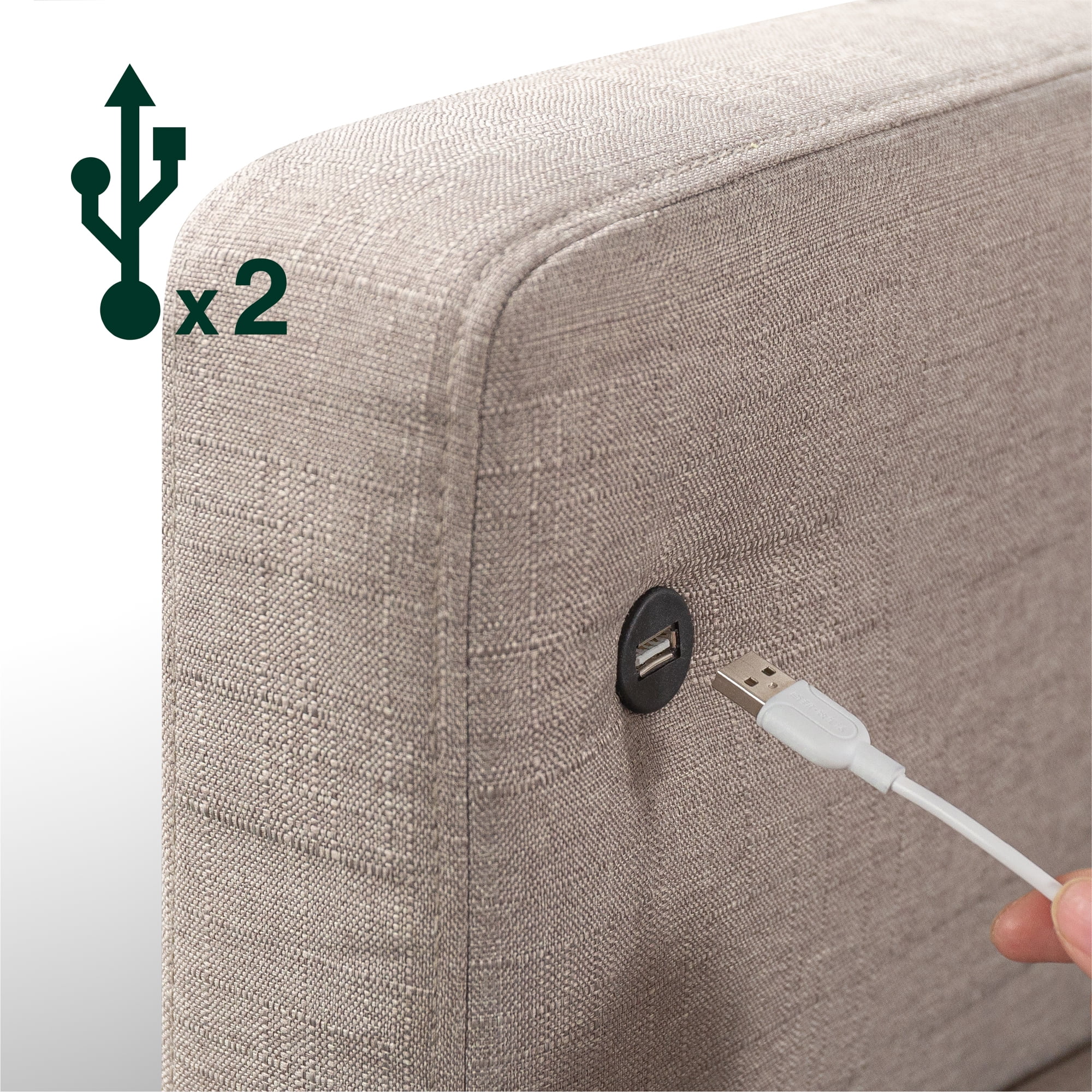 Zinus Pascal Fabric Sofa Couch with USB Ports, Oatmeal