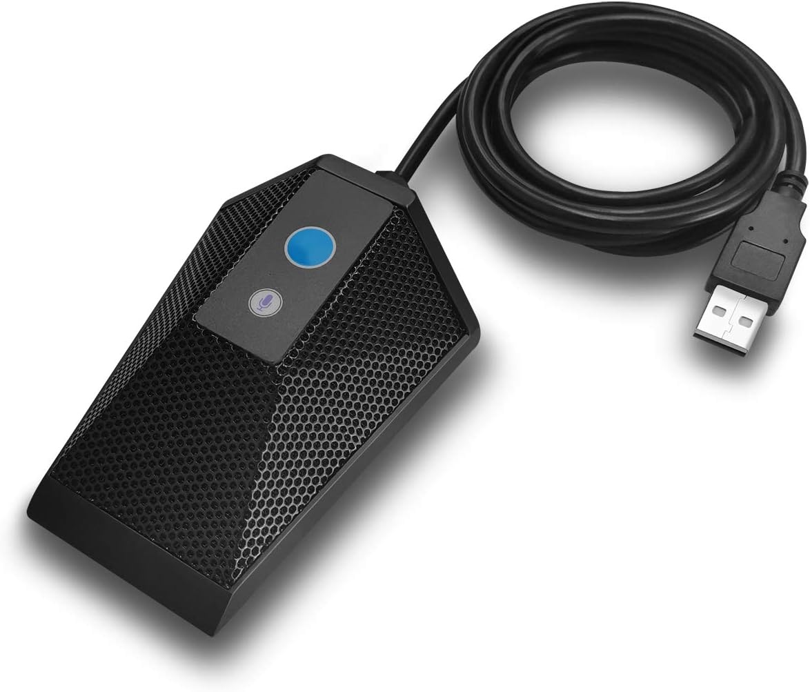 SiZHENG USB Computer Microphone Boundary Microphone Plug and Play Condenser PC Loptop Mic with Mute Button LED Indicator, Ideal for YouTube, Skype, Facetime, Recording, Streaming, Gaming Pack of 2