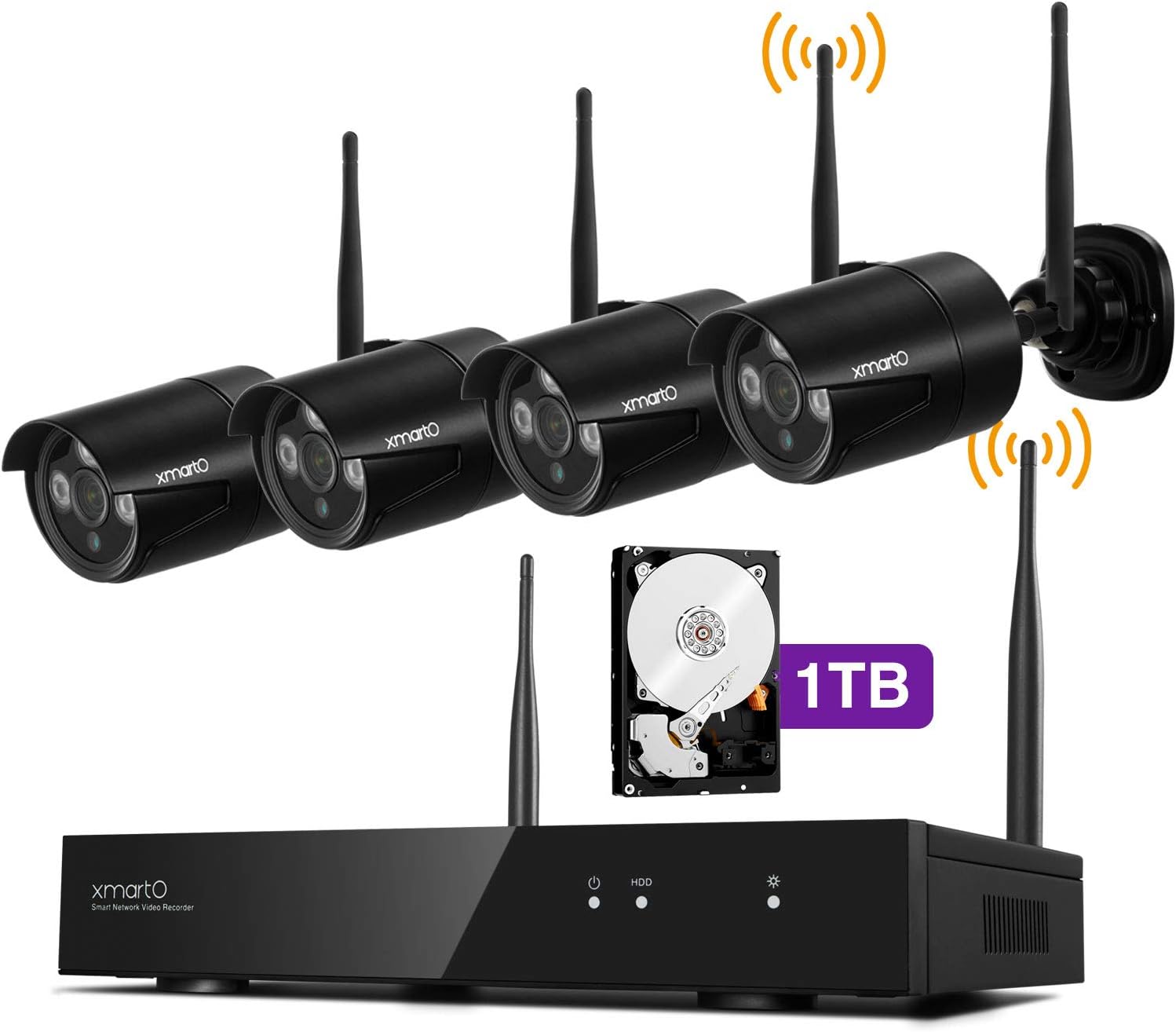 XMARTO 8CH 1080p Wireless Home Security Camera System Wireless with HD WiFi Cameras, WiFi NVR and 1TB HDD (Easy Mobile View, IR Night Vision)