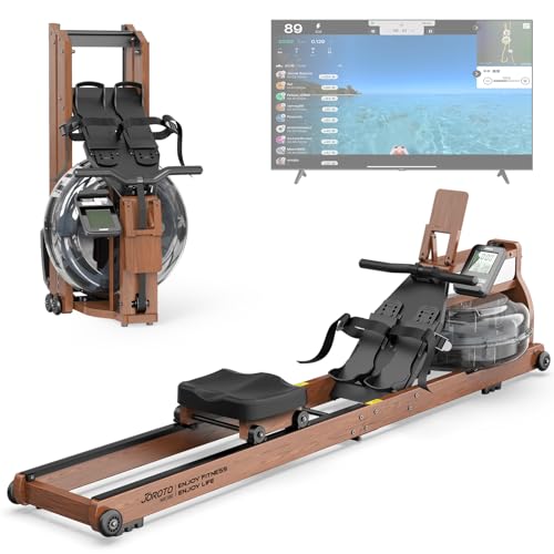 JOROTO Rowing Machines for Home Use, Foldable Rower Machine with Bluetooth Monitor, Tablet Holder Water Rowing Machine