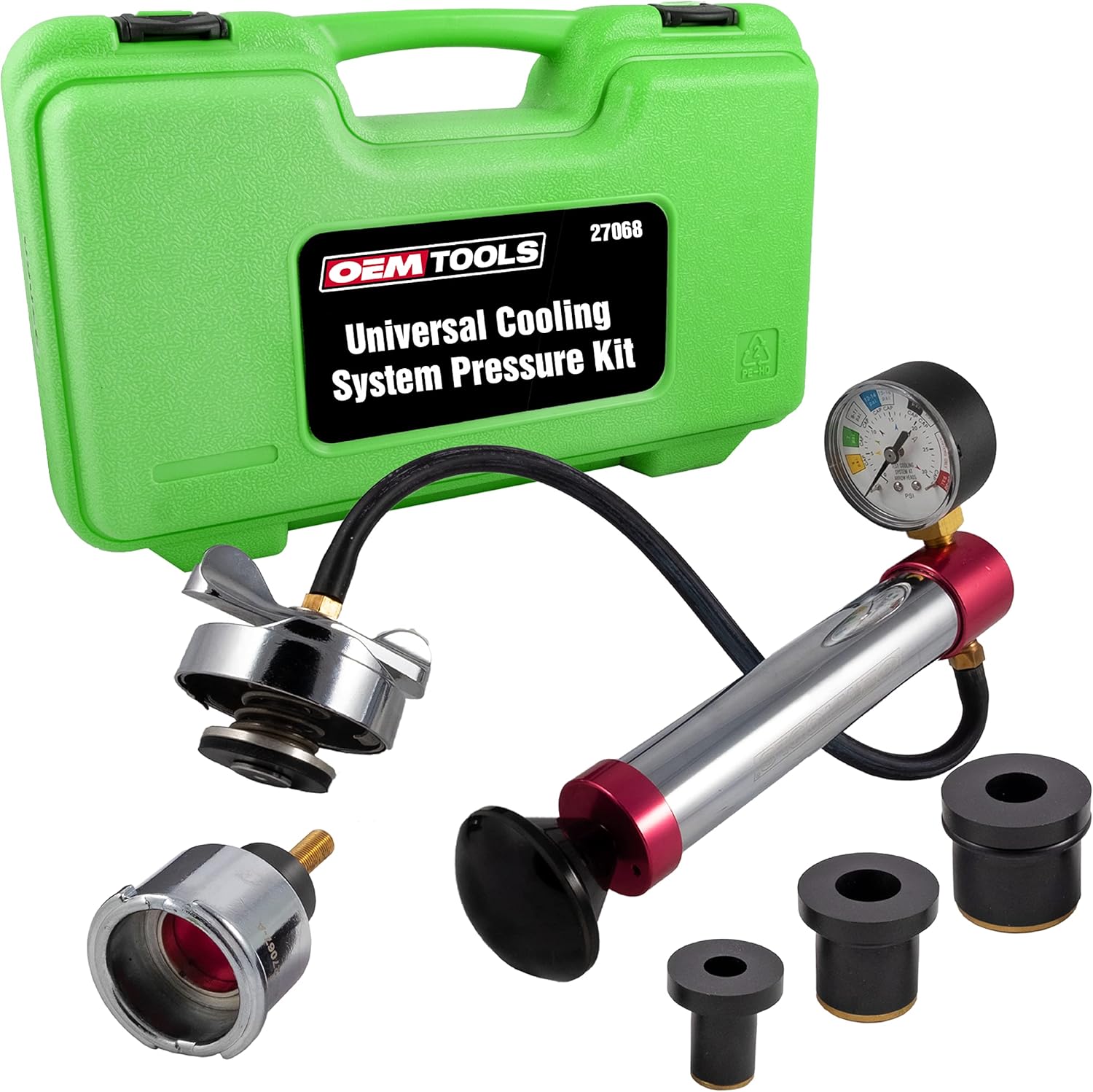OEMTOOLS 27068 Universal Cooling System Pressure Test Kit, 1 Pack, Full Kit