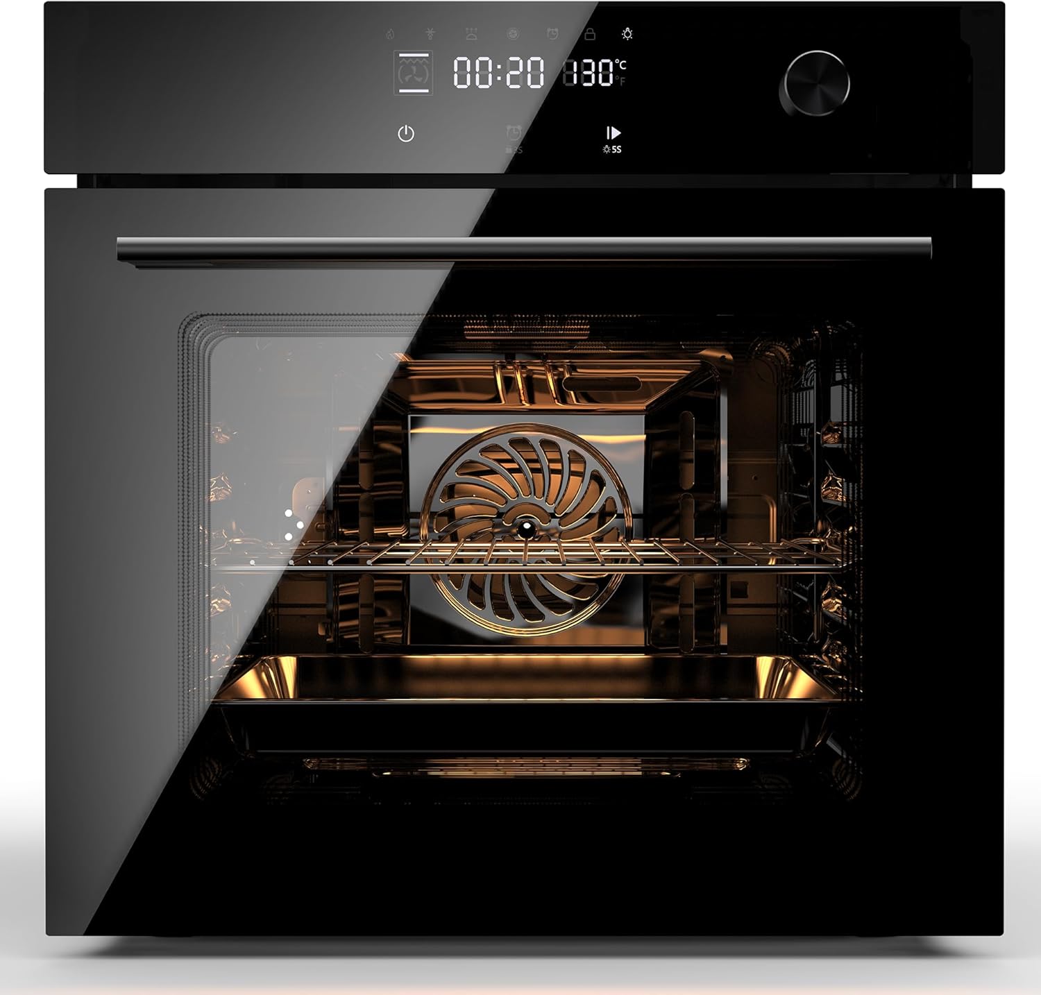 24" Built-in Electric Ovens, Single Wall Oven with 8 Cooking Modes, 108 Smart Menus, 2.5 Cu.f Convection Built-in Oven, Stainless Steel, Touch Control, Timer, Safety Lock, 3000W, 240V