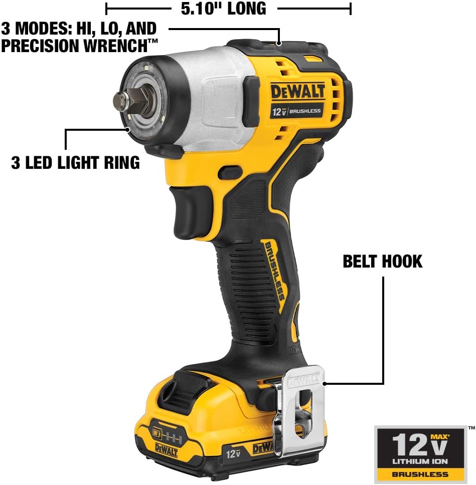 DEWALT XTREME 12V MAX Impact Wrench, Cordless Kit, 3/8-Inch (DCF902F2)