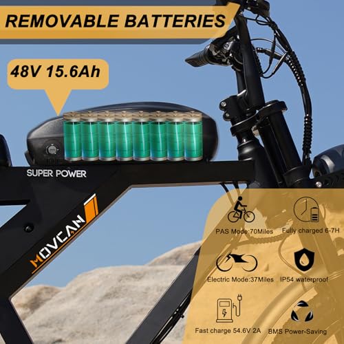 MOVCAN V30 Series Electric Bike for Adults 3000W/1500W/1000W Motor 20" Fat Tire Ebike,37.5MPH/32MPH/28MPH 120/70 Miles,48V 20Ah/31.2/15.6 AH Battery Hydraulic Disc Brake Electric Motorcycle Bike