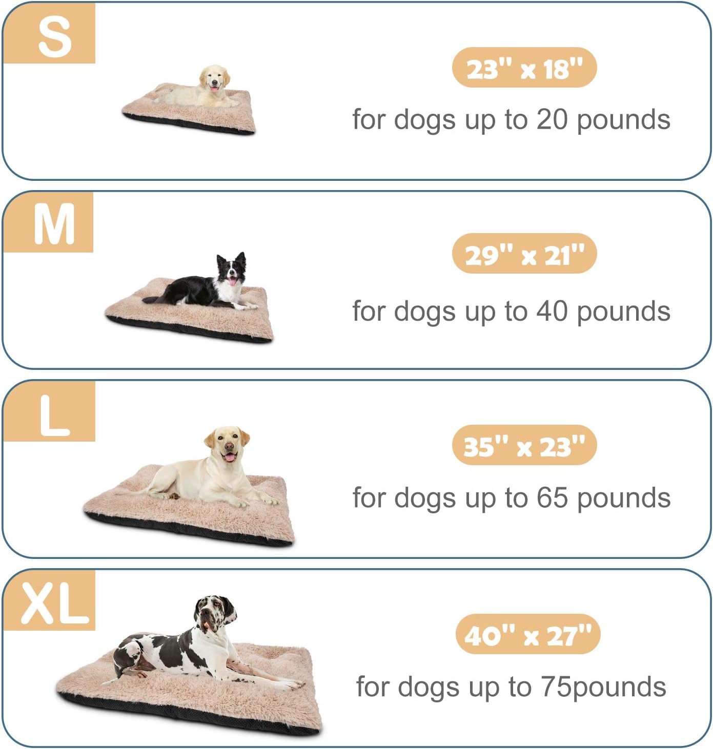 JOEJOY Large Dog Bed Crate Pad, Dog Beds for Large Dogs,Ultra Soft Calming Washable Non-Slip Kennel Crate Pad Mat for Extra Large Medium Small Dogs&Cats Sleeping and Anti Anxiety