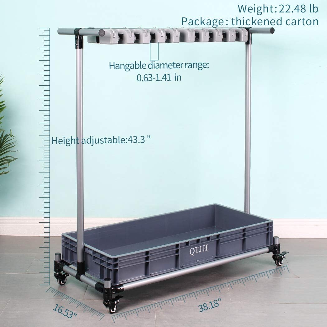 QTJH Broom And Mop Holder Put Wet Mops Movable Floor-Mounted Mop Rack Floor Standing Cleaning Tool Cart Storage For Garden Garage Schools, Hospitals, Factories, Hotels,Property Companies