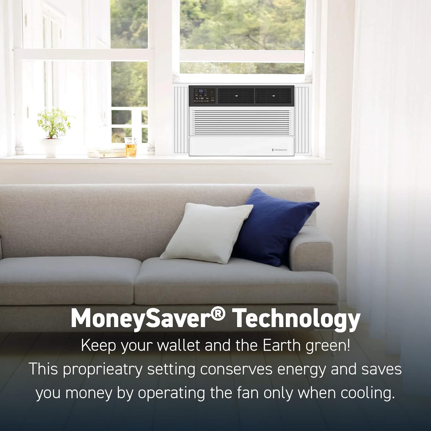 Friedrich CEW08B11B Chill Premier Smart Air Conditioner Window Unit, WiFi Mobile Control, White, Heating & Cooling Capacity (8,000 BTU)