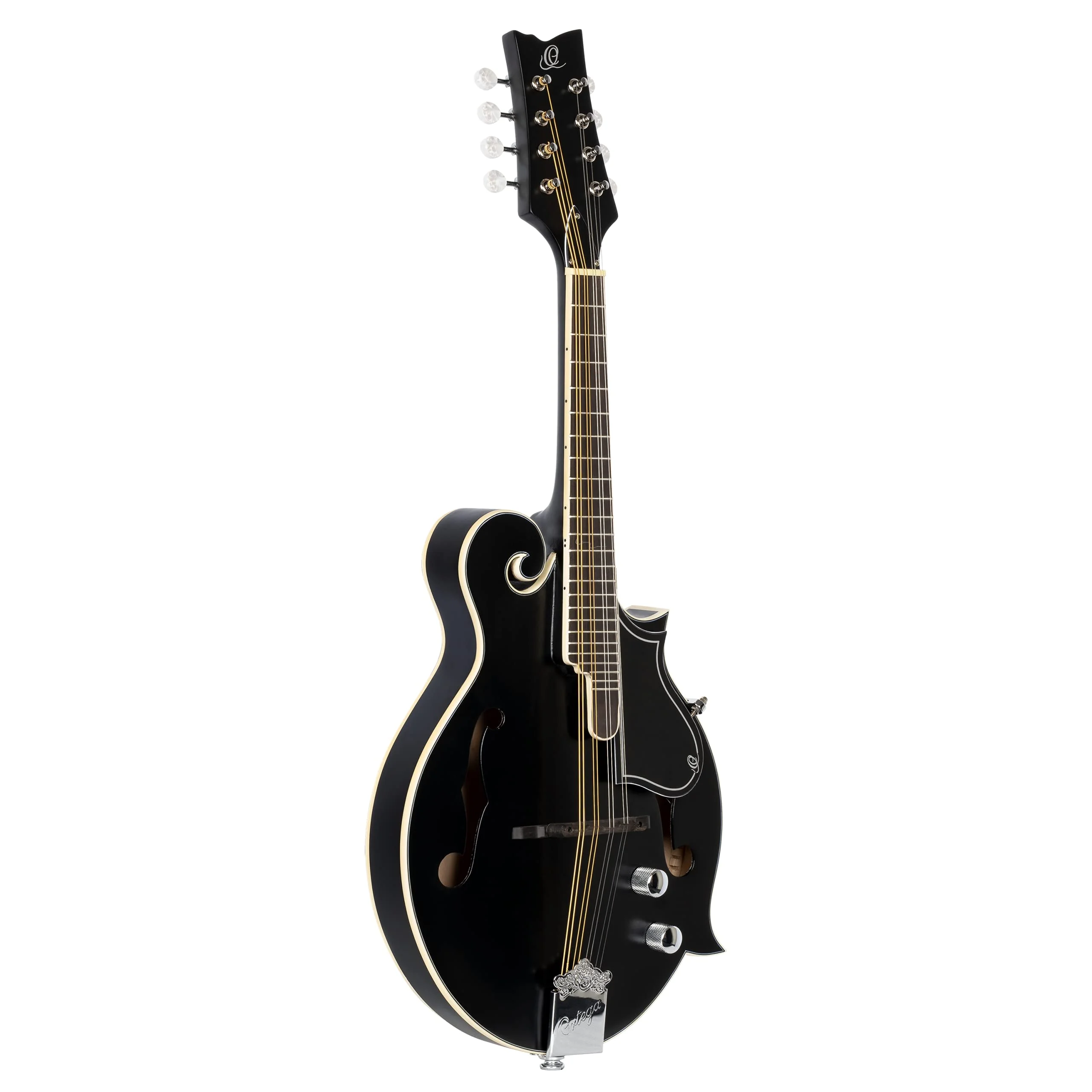 Ortega Guitars, 8-String F-Style Series Acoustic-Electric Mandolin w/Bag, Right (RMFE40SBK) - Curated Treasures Market