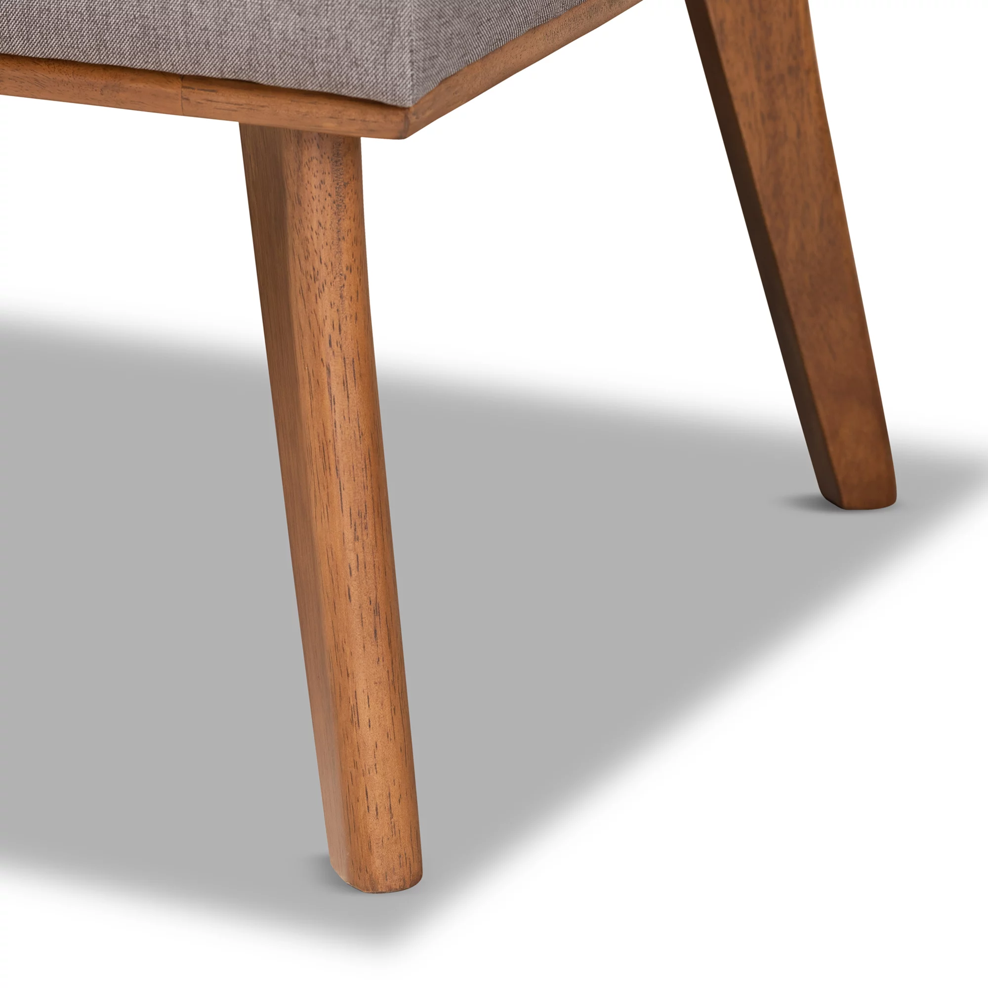 Baxton Studio Odessa Mid-Century Modern Grey Fabric Upholstered and Walnut Brown Finished Wood 4-Piece Dining Nook Set